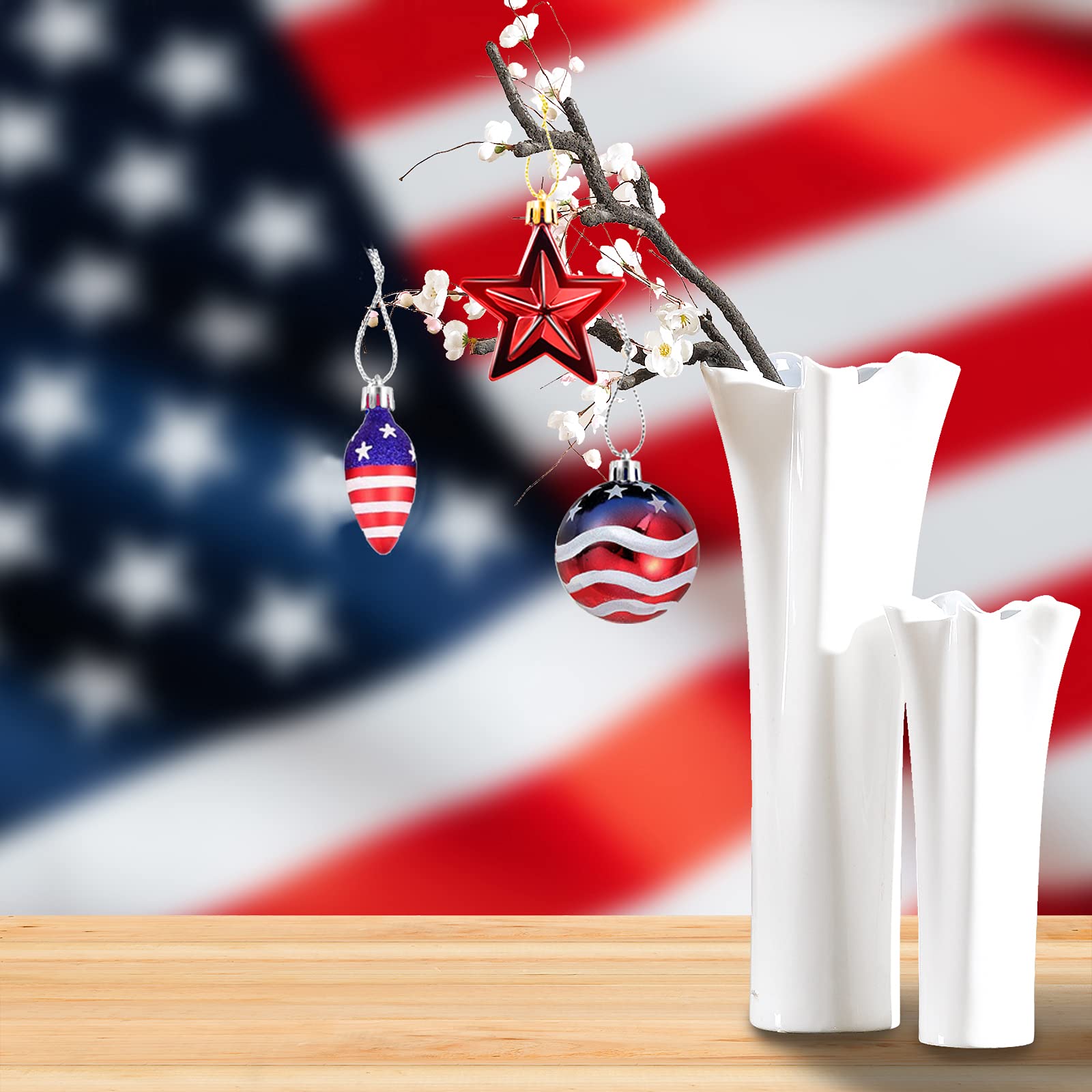 12 Pcs Patriotic Hanging Ornaments - Red White Blue Star Decorations for 4th of July, Independence Day, Veterans Day & Christmas Tree Decor | Perfect for Holiday Parties, Home Decor & Patriotic Celebrations