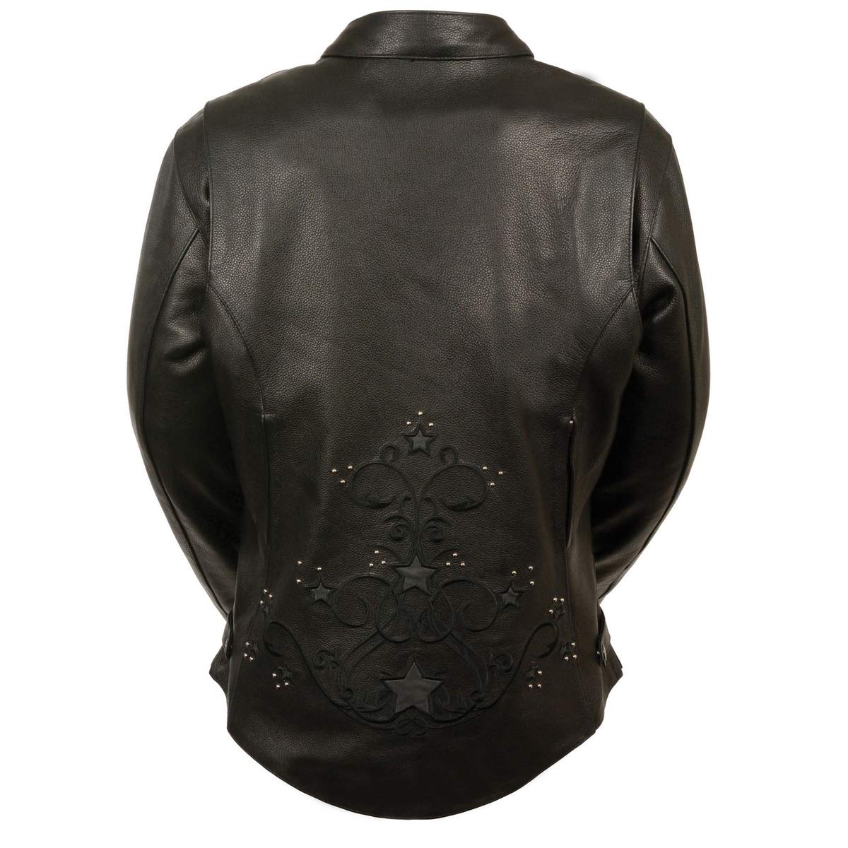 Milwaukee Leather ML2500 Women's Black Reflective Star Riveted Motorcycle Jacket - Stylish & Protective Riding Gear for Bikers & Outdoor Enthusiasts