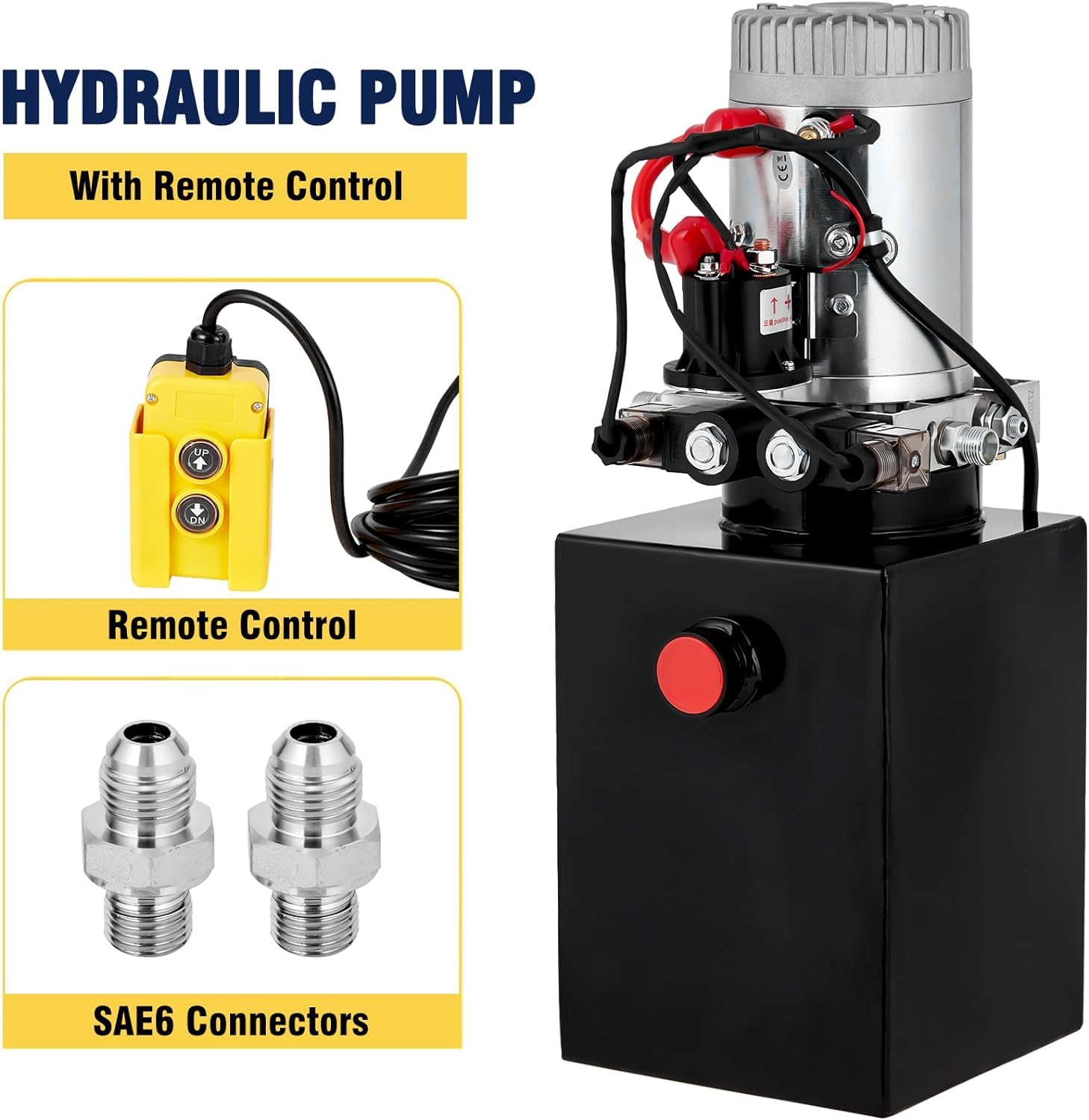 GARVEE 12V Double Acting Hydraulic Power Unit with 4 Quart Steel Tank - Heavy Duty Hydraulic Pump for Dump Trailers, Car Lifting Platforms, and Industrial Equipment