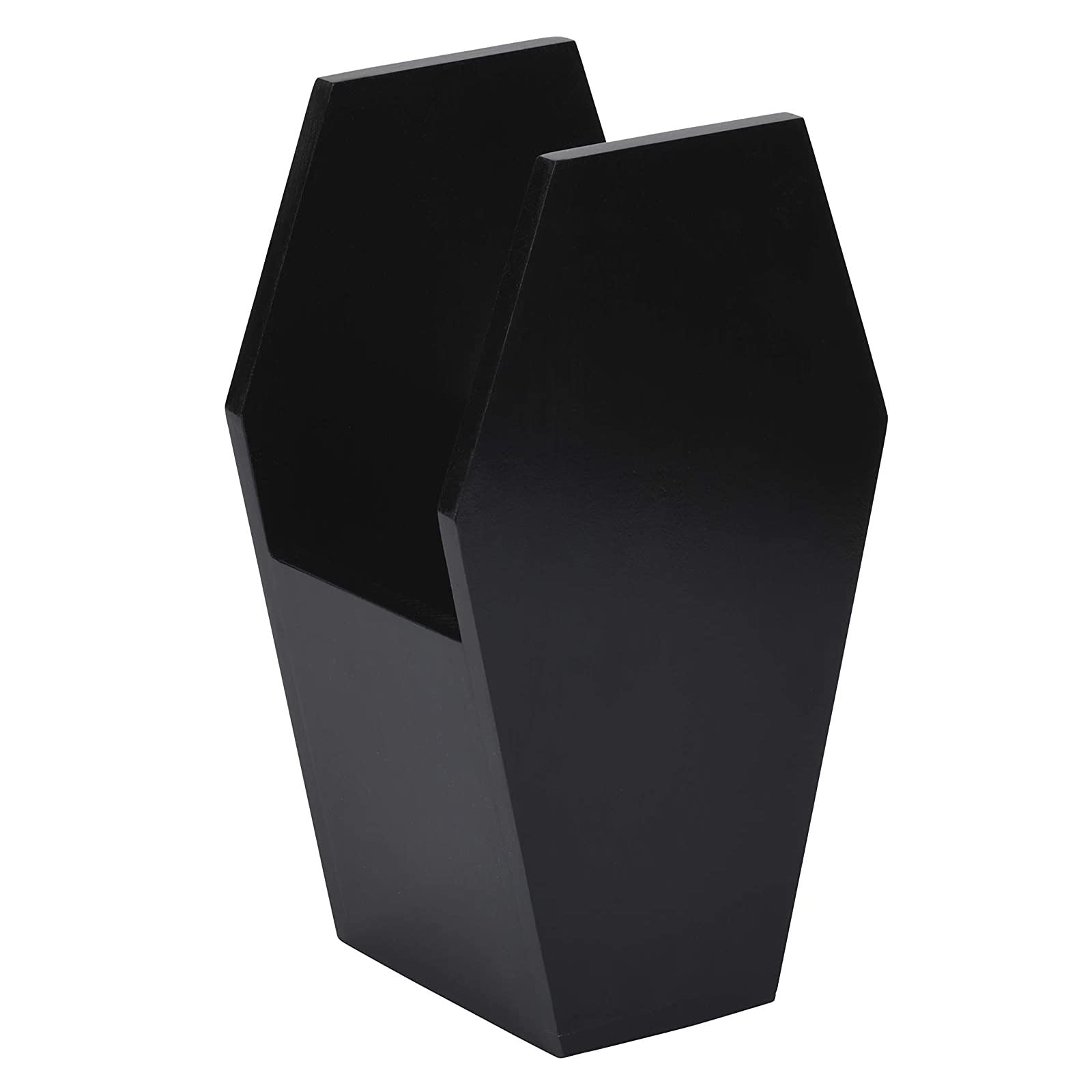 Gothic Makeup Organizer Shelf - 3-Tier Wall Mounted or Freestanding Coffin Design Makeup Brush Holder & Vanity Storage (Black) | Perfect for Dark Aesthetic Bedroom, Gothic Decor & Vampire Themed Bathroom