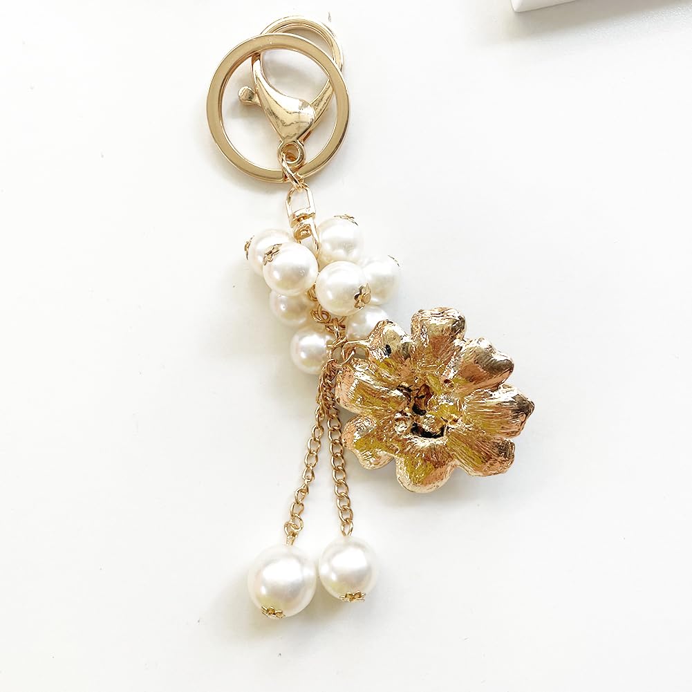 Sparkling Rhinestone Flower Keychain with Tassel - Elegant Leaf Key Ring for Women, Perfect for Wallet, Bag & Purse Charms - Great Gift for Birthdays, Weddings & Everyday Accessories
