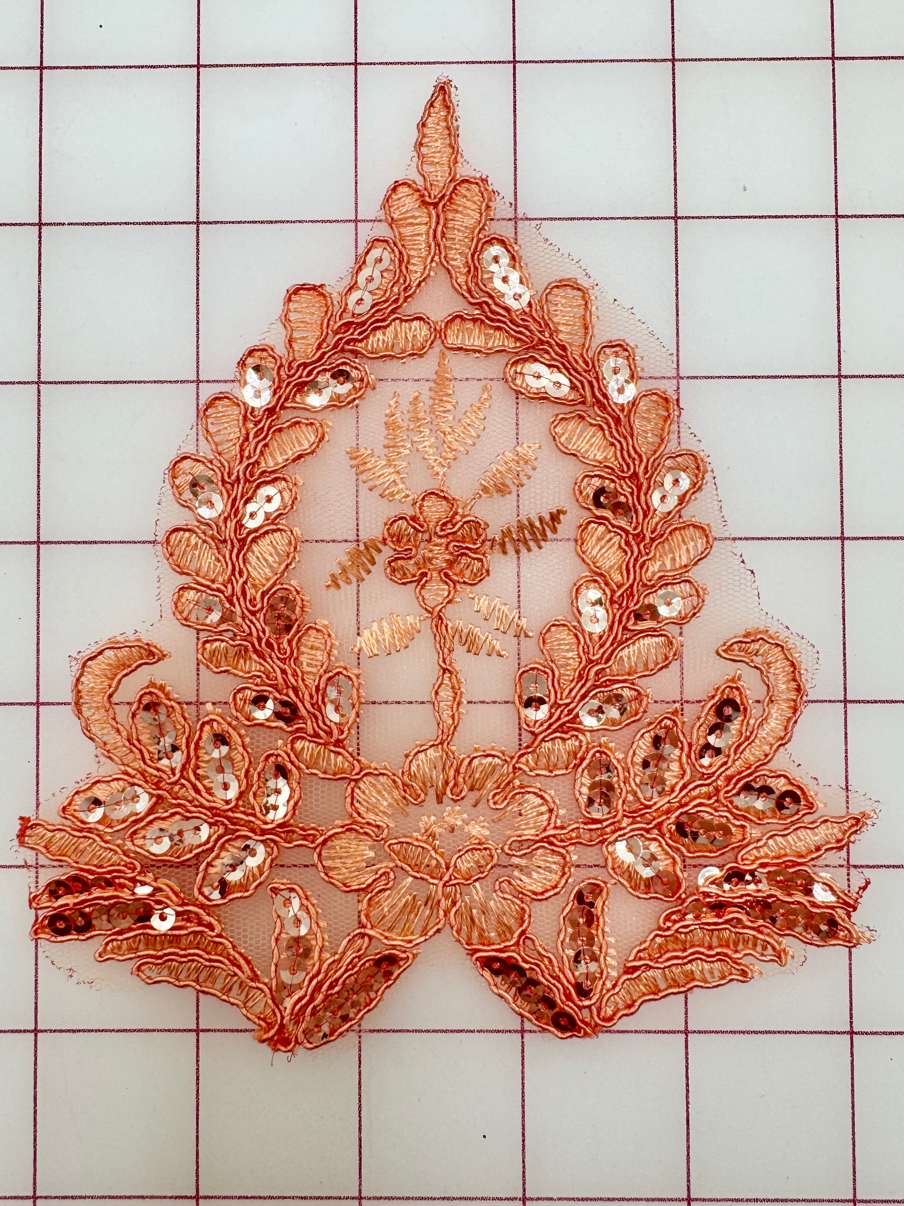 Copper Metallic Sequined Applique - Custom Dyed Fabric Embellishment for DIY Crafts, Fashion Design & Home Decor