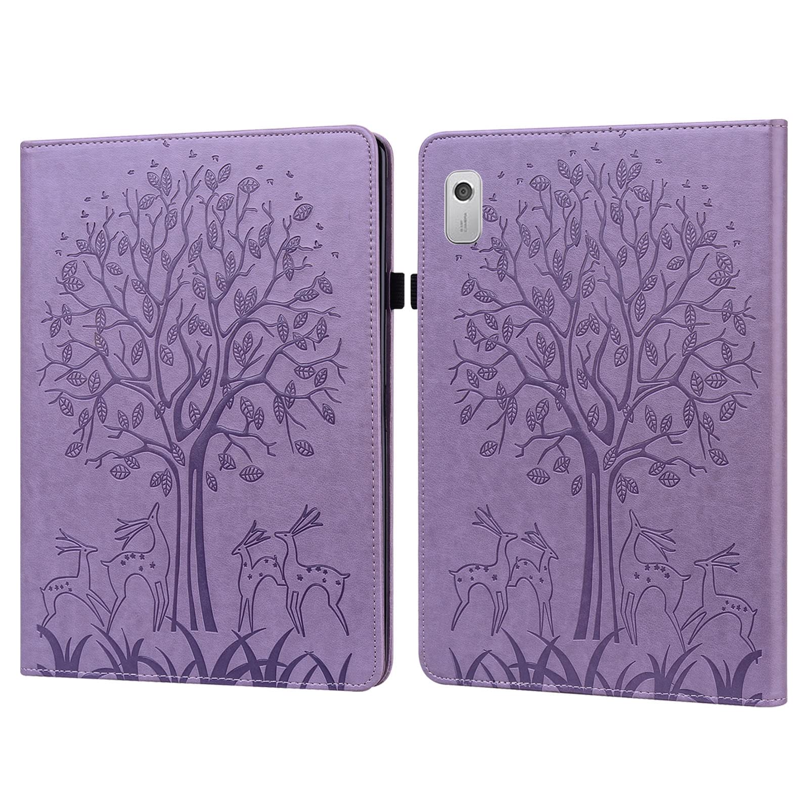 Lenovo Tab M9 Leather Tablet Case with Tree & Deer Embossed Design - Perfect for Work, Travel, and Home Use