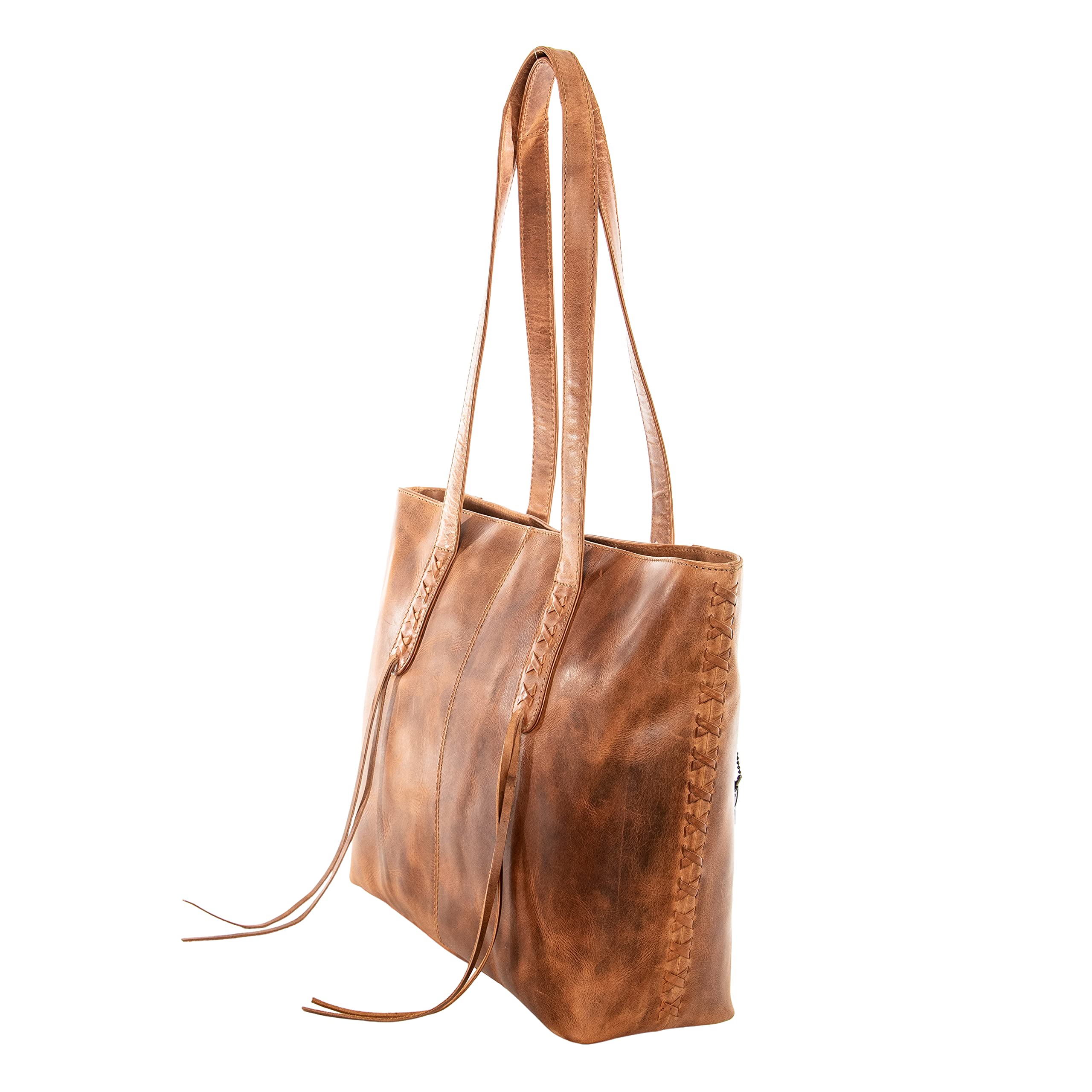 Norah Large Leather Concealed Carry Tote Bag with Lace Detailing - Perfect for Everyday Use, Travel, and Secure Storage