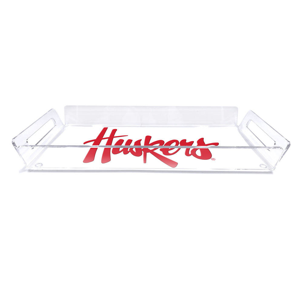 Nebraska Huskers Acrylic Serving Tray - Durable Football Team Themed Tray for Snacks, Drinks & Game Day Parties - Perfect for Tailgating, Home Decor & Sports Fan Gifts