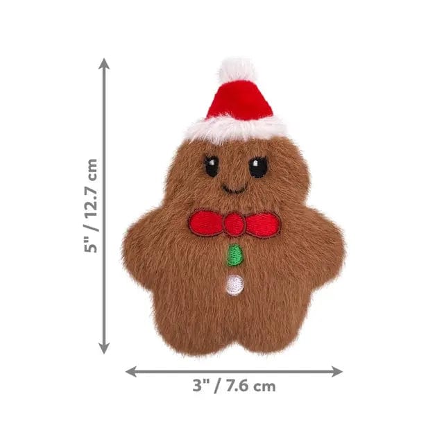 KONG Holiday Snuzzles Mini Gingerbread Dog Toy - Chew-Resistant Christmas Pet Toy for Small Dogs - Perfect for Playtime, Training & Holiday Gifting