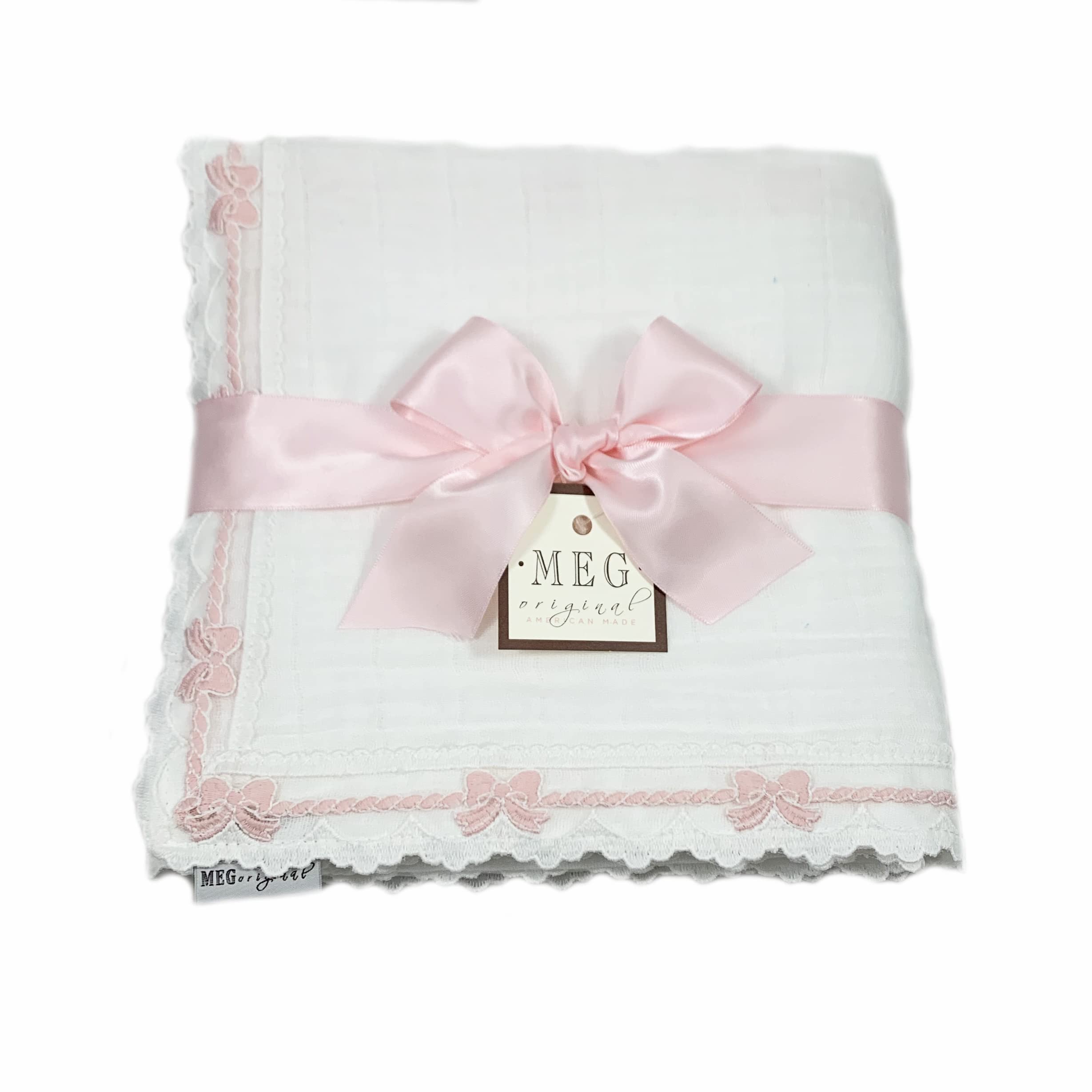 Premium Baby Girl Blanket - Heirloom Quality 100% Cotton Receiving Blanket - Handmade in USA (30