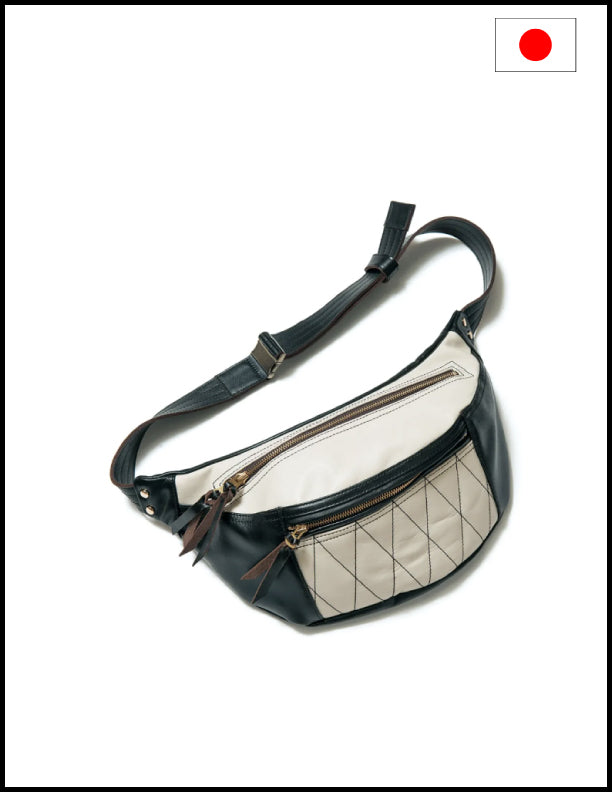 Genuine Leather Horse Hide Waist Bag BG 09 - Black & White Crossbody Fanny Pack for Men & Women - Perfect for Travel, Hiking, and Outdoor Adventures