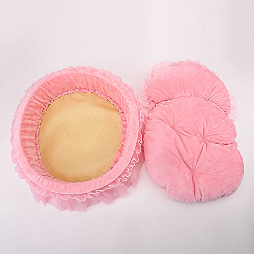 Wyhweilong Lovely Princess Pet Bed - Soft & Cozy Cat Dog Bed for Small to Medium Pets (M: 20x22in, Pink) - Perfect for Bedroom, Living Room & Pet Travel