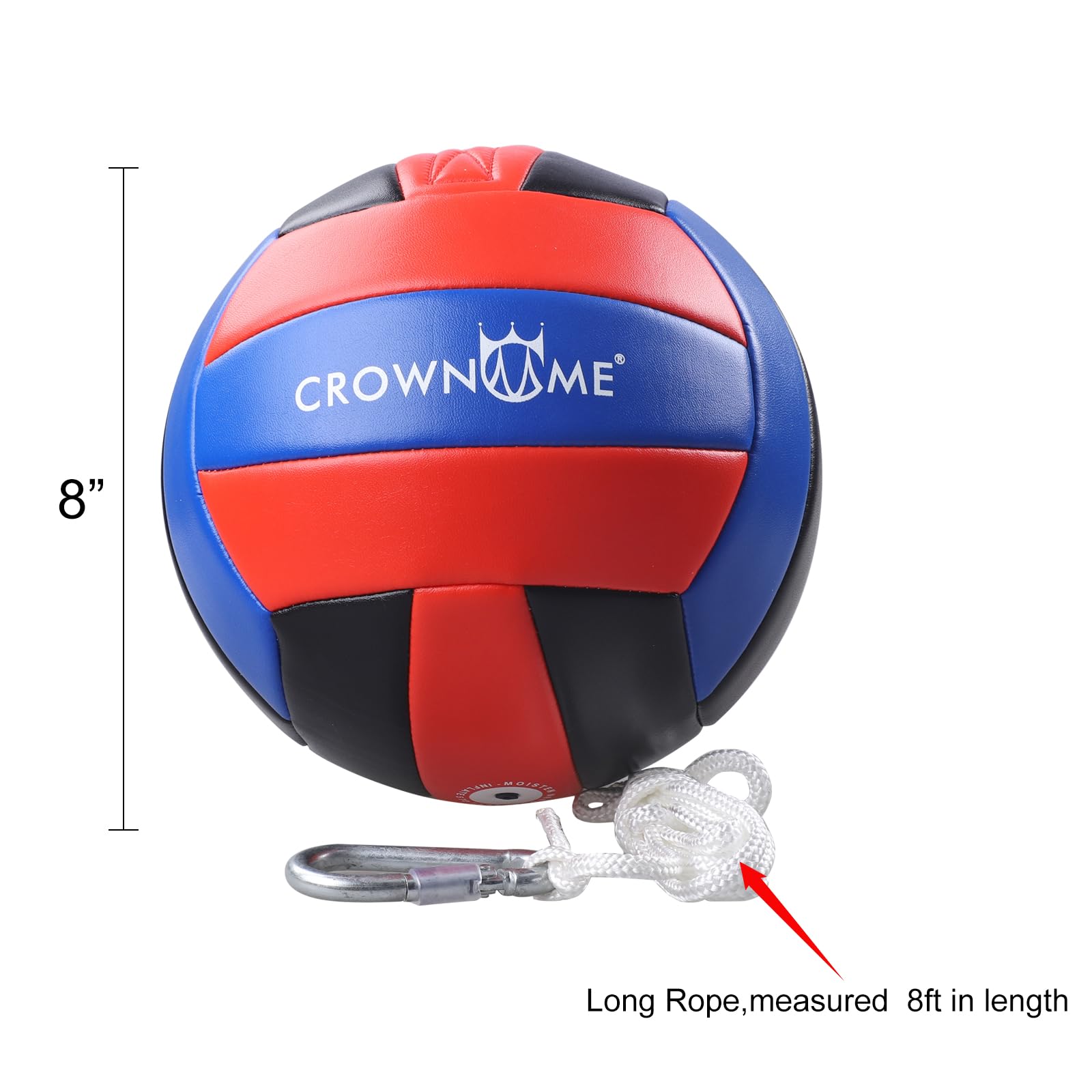 CROWN ME Tetherball Set with Ball, Rope & Carabiner Hoop - Outdoor Games for Kids, Backyard, School, Park & Beach Play
