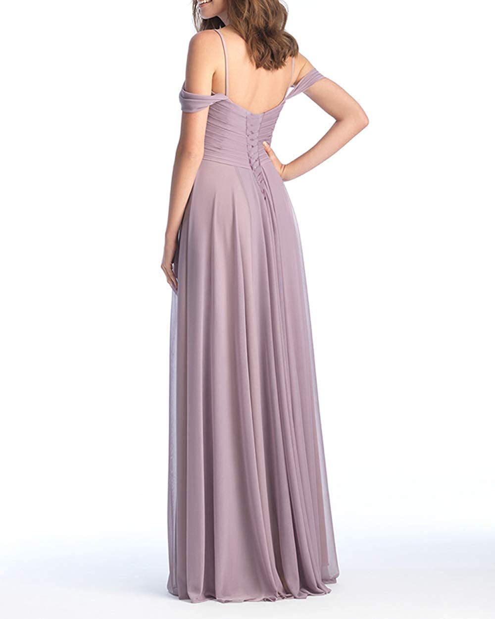 Burgundy Bridesmaid Dresses Long Off The Shoulder Pleated Chiffon Formal Gown for Women Wedding Guest Party Evening Reception Size 4 - Elegant & Comfortable for Special Occasions