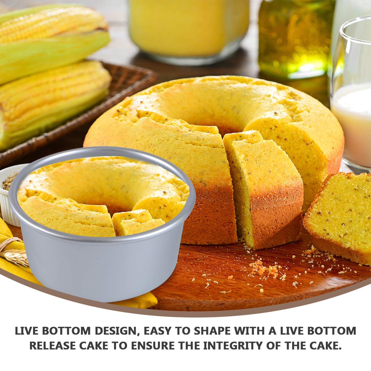 2-Piece Removable Round Cake Baking Pan Set - Non-Stick Aluminum Alloy Pie & Mini Cake Mold for Baking, Cooking, Party Desserts (Perfect for Birthdays, Weddings & Home Baking)