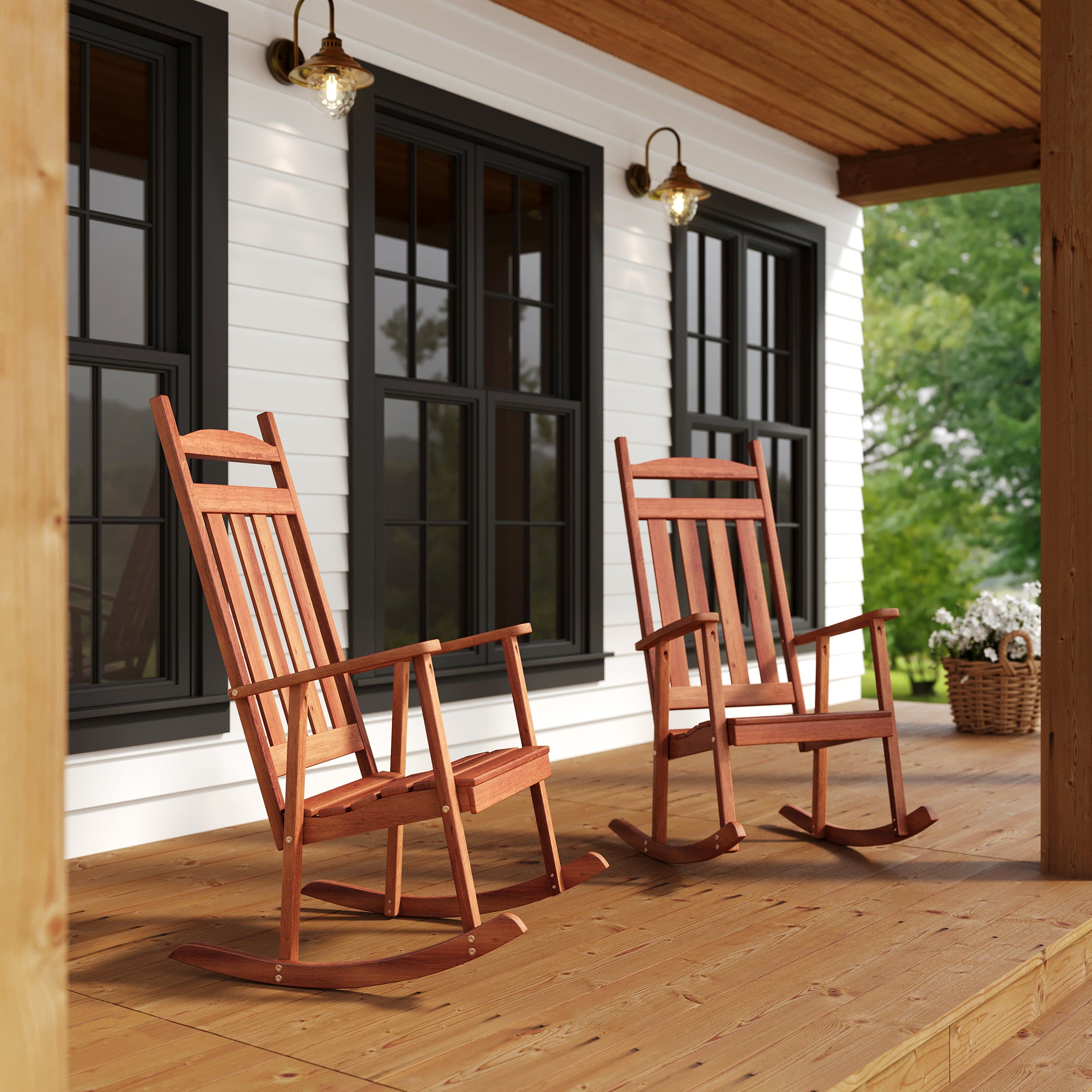 Keystone Amish Co. Classic Red Cedar Porch Rocker - Handcrafted Wooden Rocking Chair for Outdoor Patio, Garden & Front Porch Relaxation
