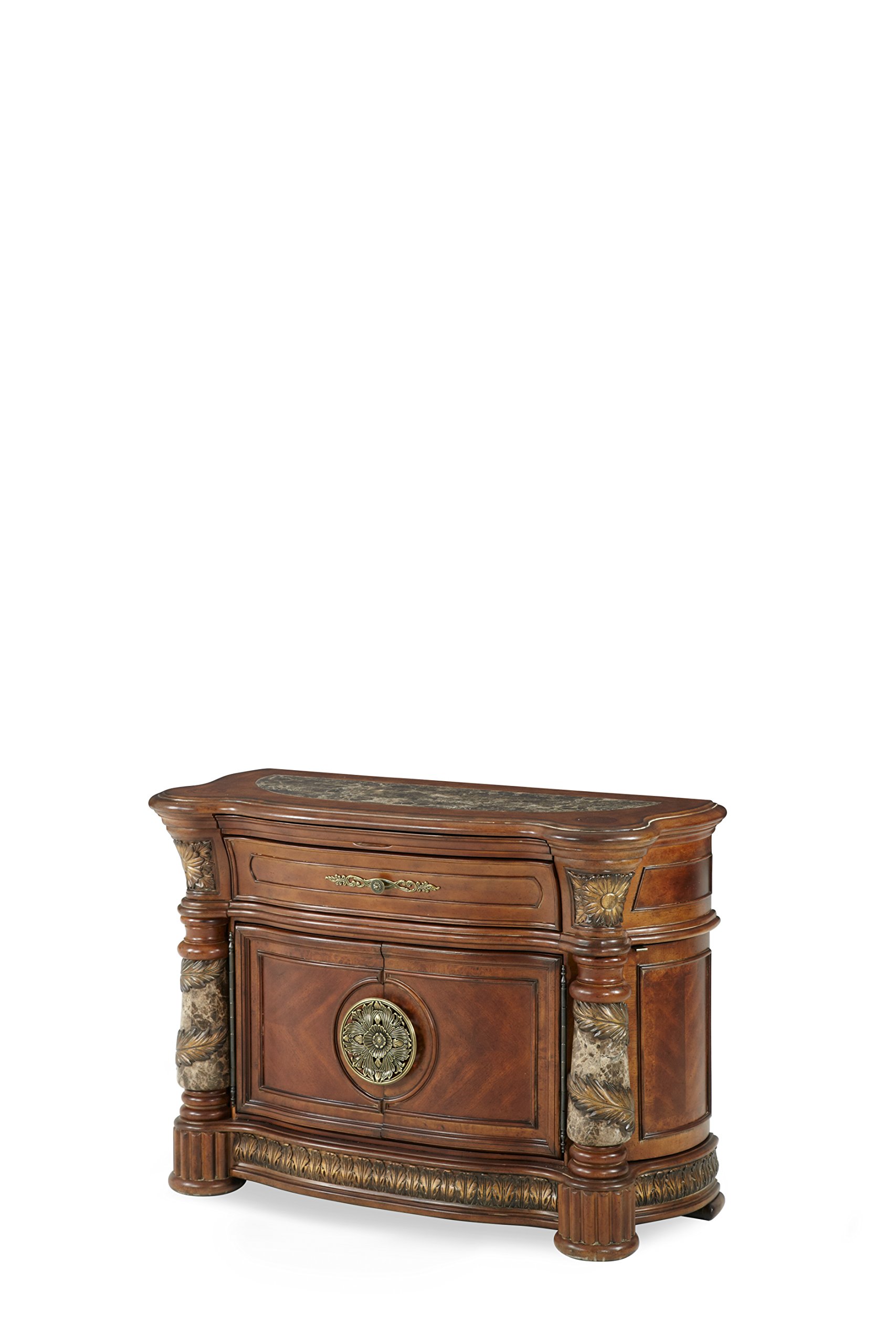 Michael Amini Villa Valencia Bachelor's Drawer Chest - Classic Chestnut Finish, 5-Drawer Storage Dresser for Bedroom, Living Room & Office Organization
