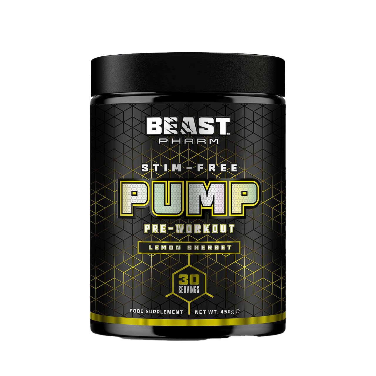Beast Pharm STIM FREE PUMP Pre Workout Supplement - 450g Lemon Sherbet Flavor | Non-Stimulant Muscle Pump & Performance Enhancer for Gym, Bodybuilding & Fitness Training