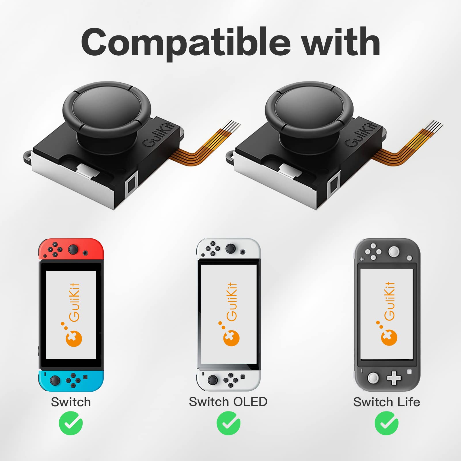 GuliKit Hall Effect Joystick Replacement for Nintendo Switch Joy-Con, OLED & Lite - No Drift, Left/Right Hall Sensor Joystick with Repair Tools & Thumbstick Caps (4 Pack) - Perfect for Gaming, DIY Repairs & Controller Upgrades
