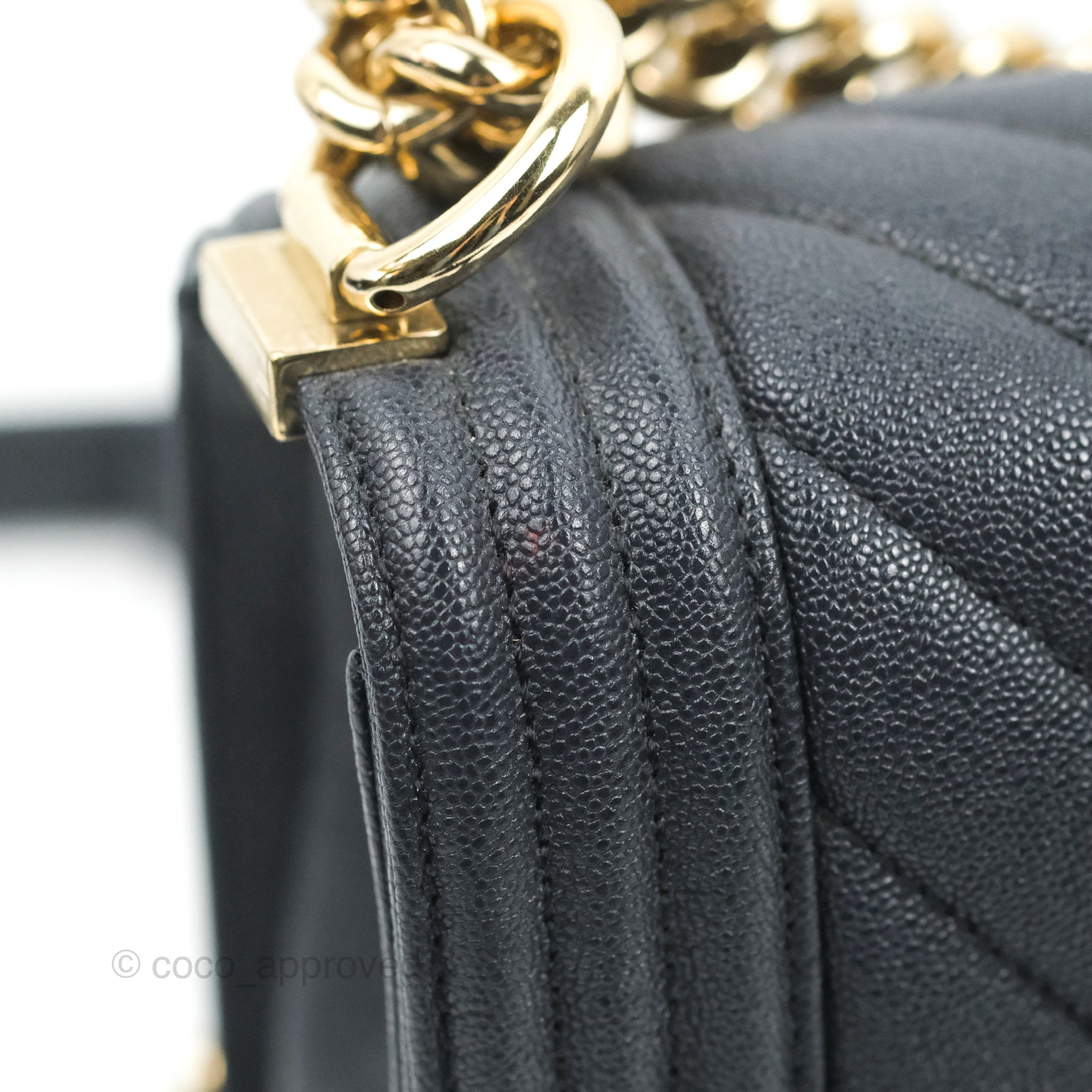 Chanel Chevron Medium Boy Bag in Dark Navy Caviar Leather with Gold Hardware - Luxury Crossbody Bag for Women, Perfect for Date Night & Evening Events