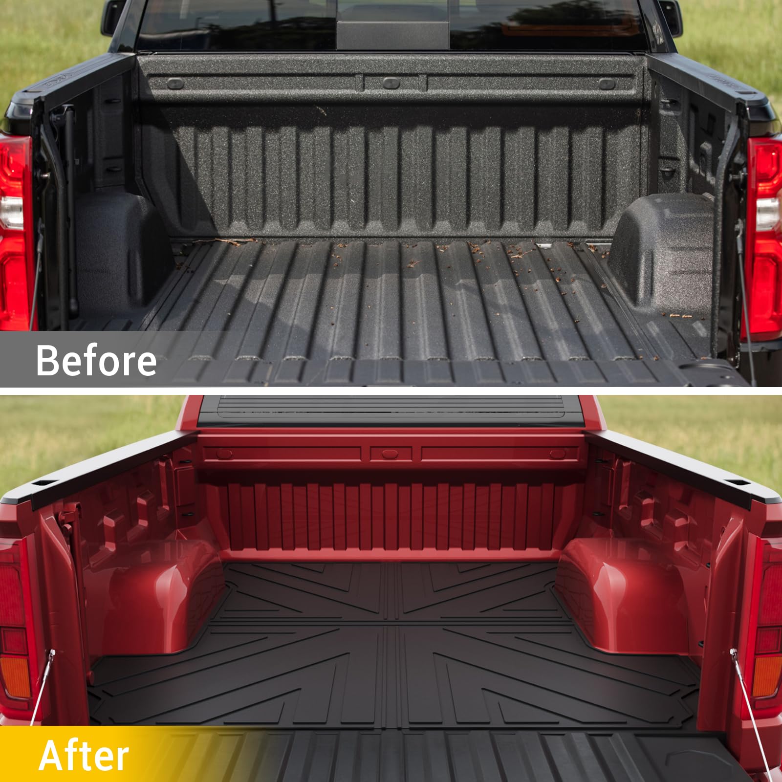 2019-2025 Chevy Silverado/GMC Sierra 1500 5.8FT Crew Cab Short Bed Truck Bed Mat - Heavy Duty All Weather TPE Bed Liner | Durable Protection for Hauling, Camping & Off-Road Use