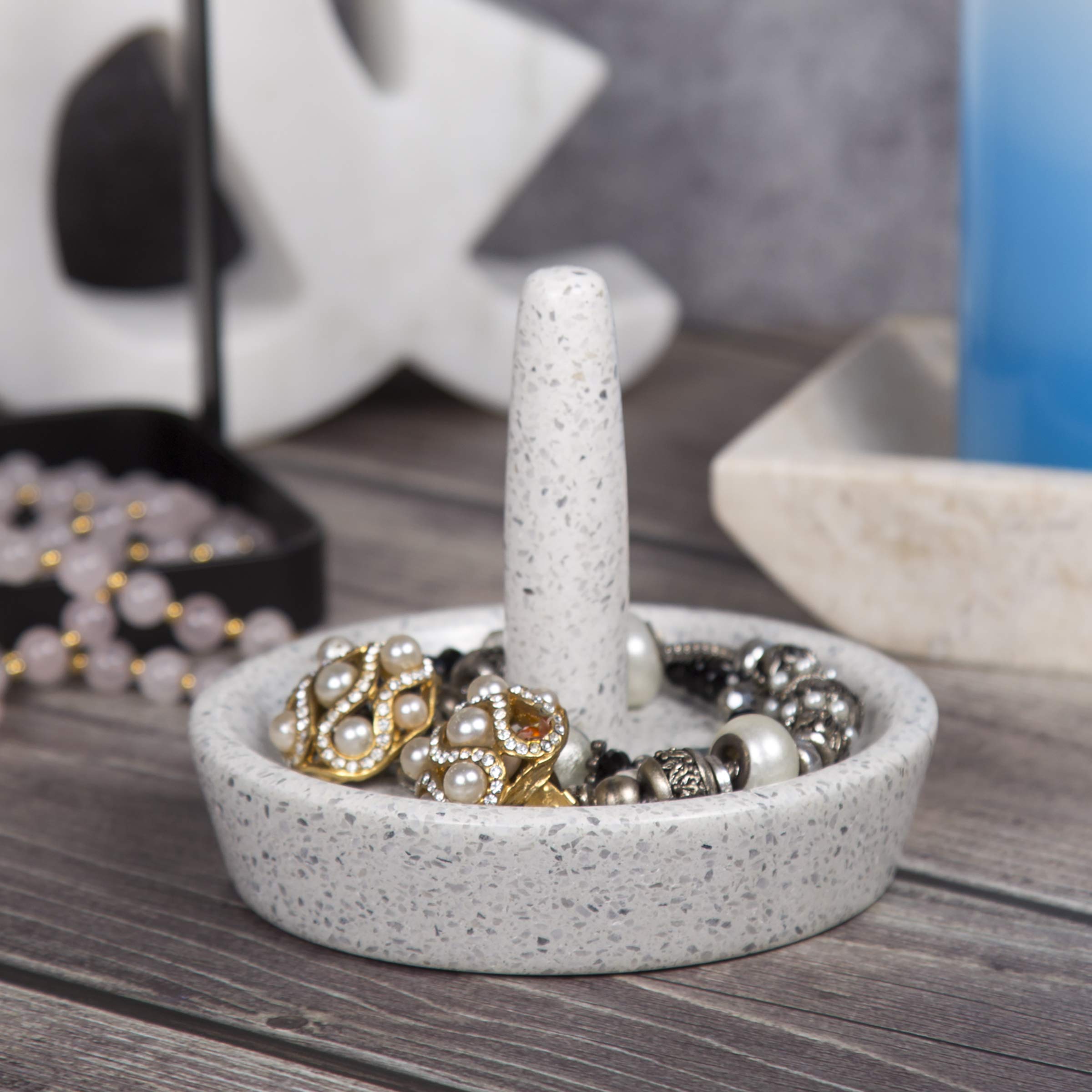 Natural Terrazzo Stone Ring Holder & Jewelry Organizer - 4