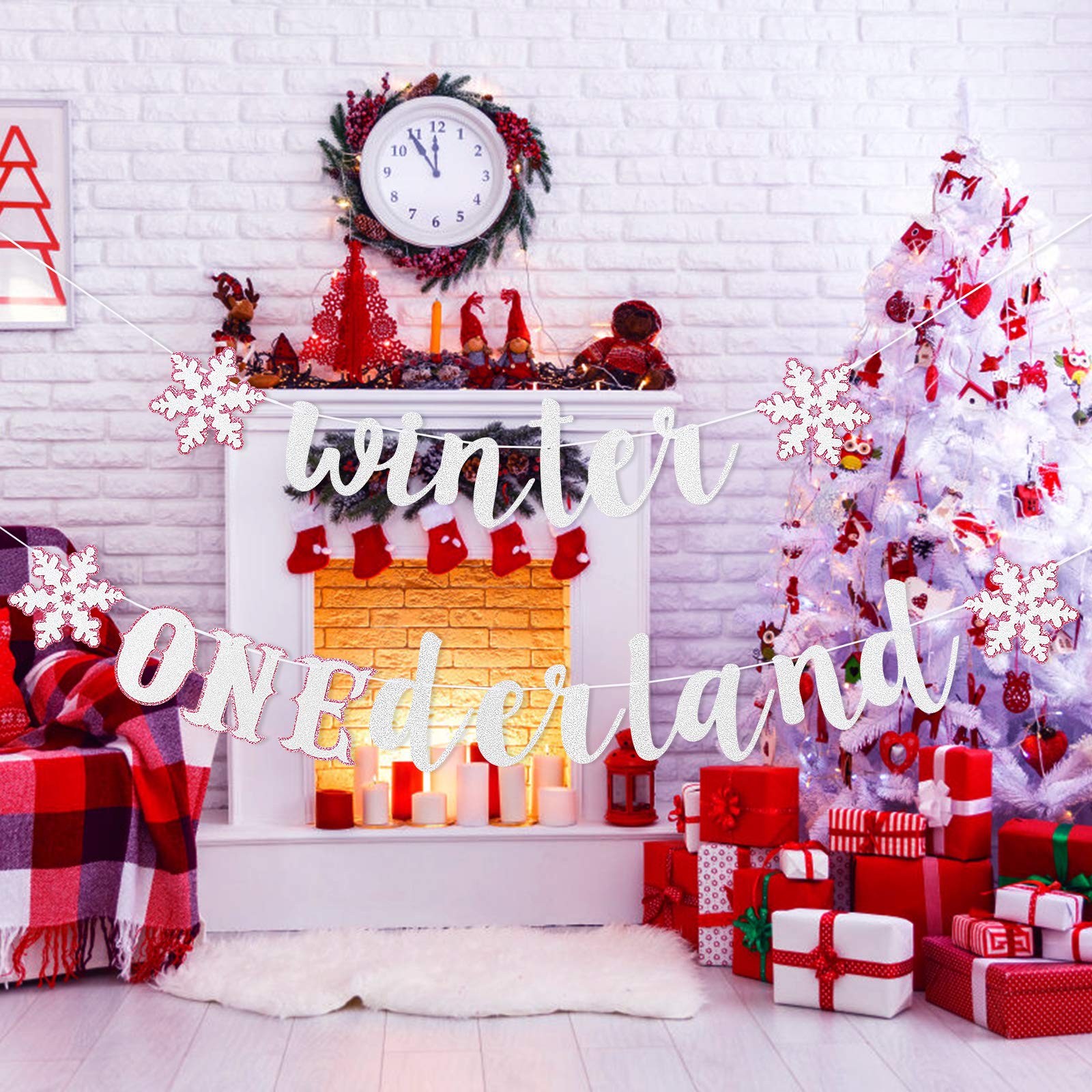 Silver & Pink Glitter Winter Onederland Banner - 1st Birthday Party Decor for Girls | Winter Wonderland Theme Decorations for Baby's First Birthday Celebration (Perfect for Photo Backdrops, Cake Tables & Nursery Decor)