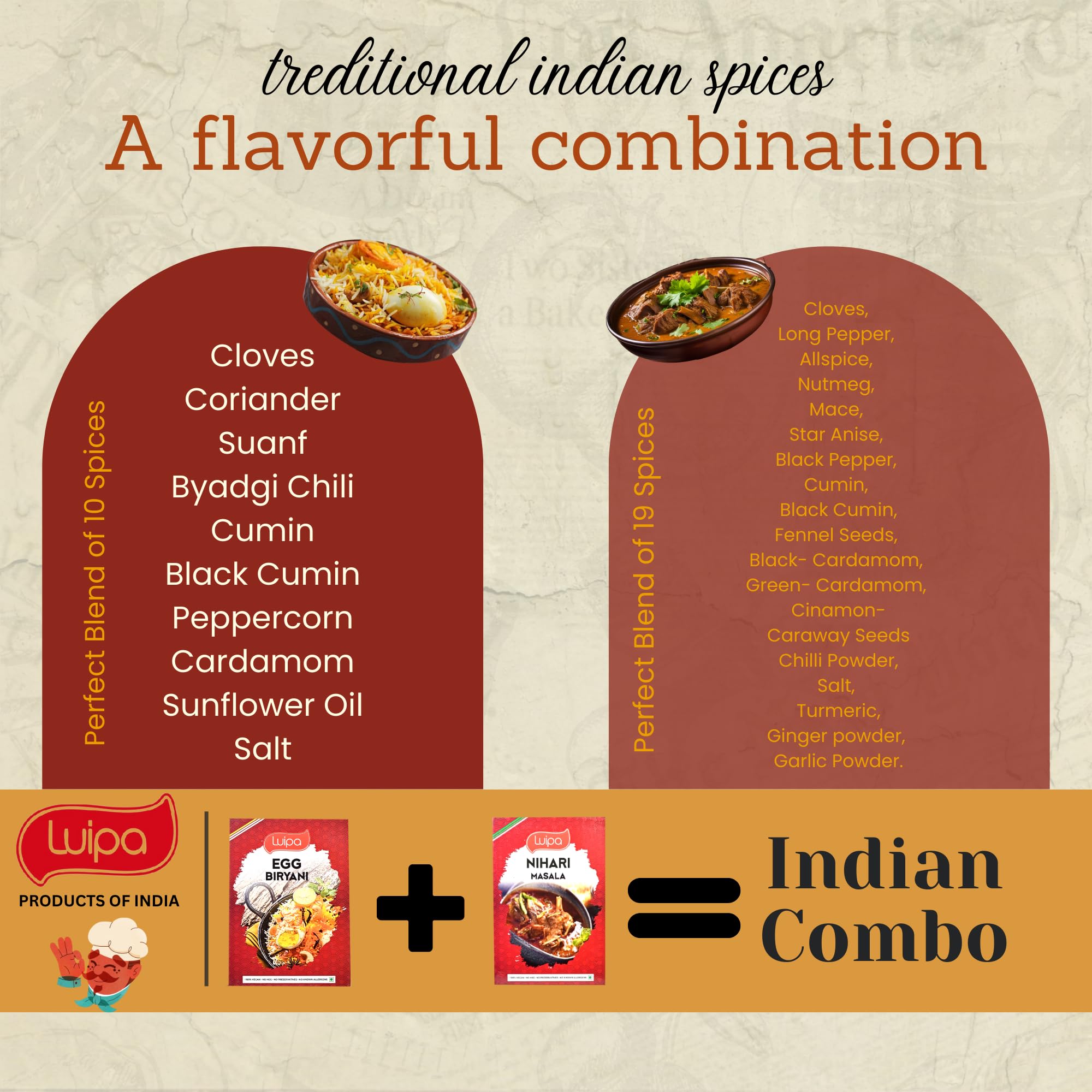 Luipa Egg Biryani & Nihari Masala Spice Combo - 100% Vegan, No MSG, No Preservatives - 50g Each - Perfect for Indian Cooking, Vegan Recipes & Flavorful Home Meals