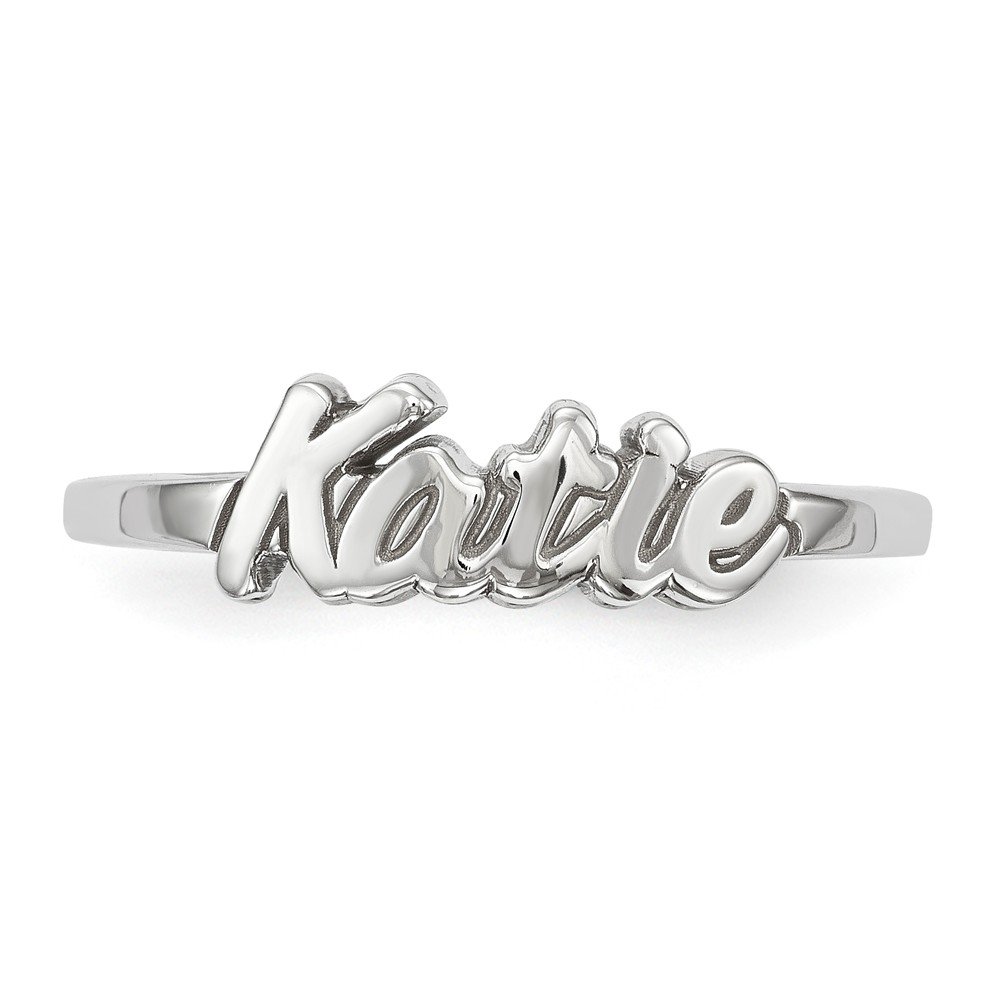14K White Gold Personalized Laser Engraved Name Ring - Customizable Script Band for Women & Men, Perfect for Engagements, Weddings, and Anniversary Gifts