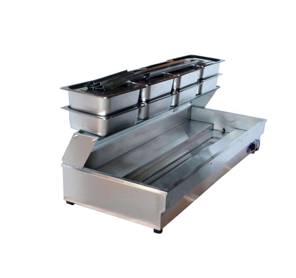 INTBUYING Commercial 110V Bain Marie Buffet Steam Table - 8 Pots Double-Row Food Warmer with Glass Shield for Restaurants, Catering & Buffet Service - Perfect for Keeping Food Warm at Events, Hotels and Cafeterias