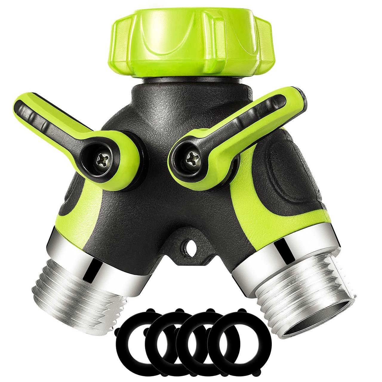 2 Way Y Valve Metal Hose Splitter - Heavy Duty Garden Hose Connector Adapter for Outdoor Faucet | Perfect for Watering Plants, Car Washing & Outdoor Cleaning