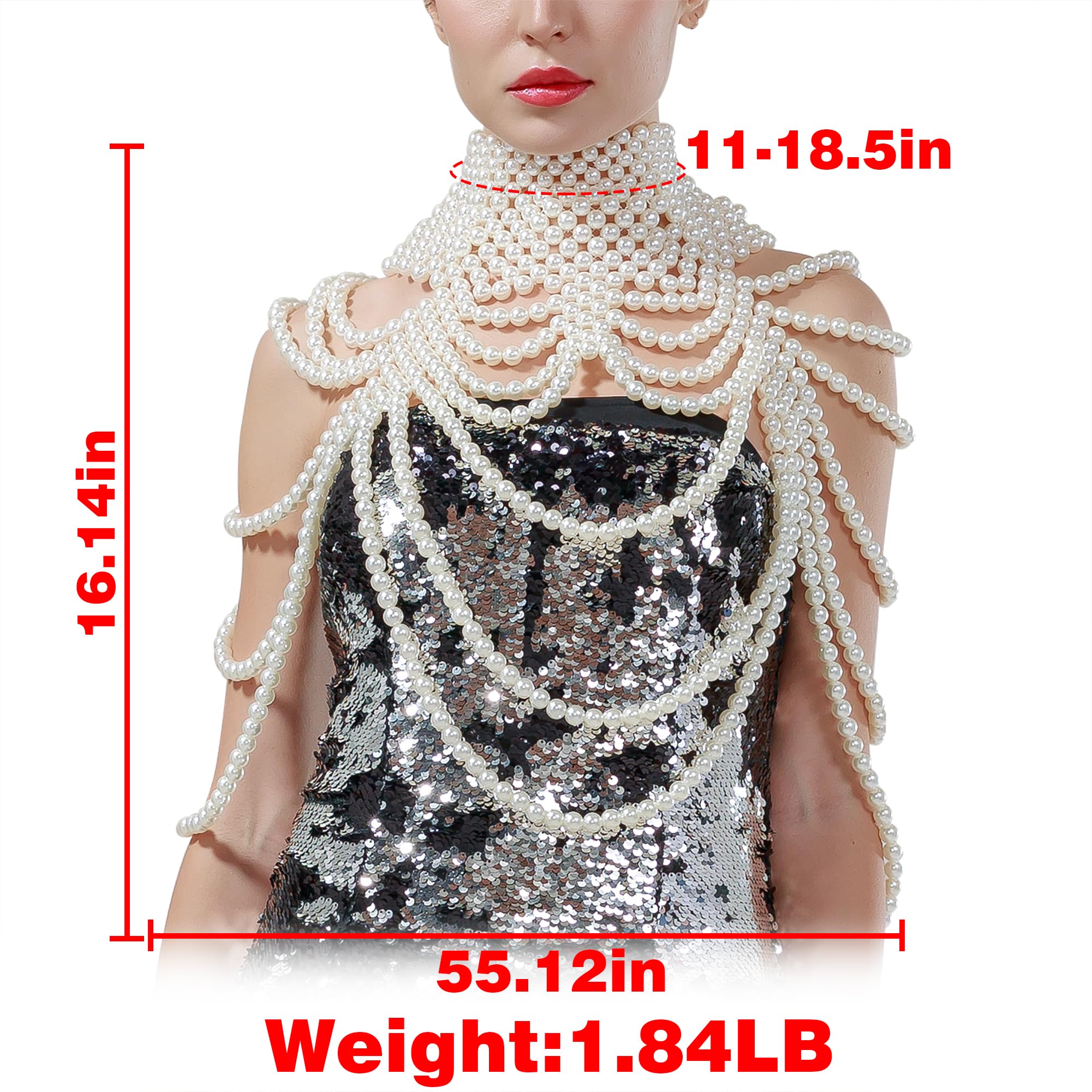 CCbodily Pearl Body Chain Bra - Elegant Shoulder Necklace & Bra Jewelry for Women | Perfect for Beach, Festival, and Boudoir Photography