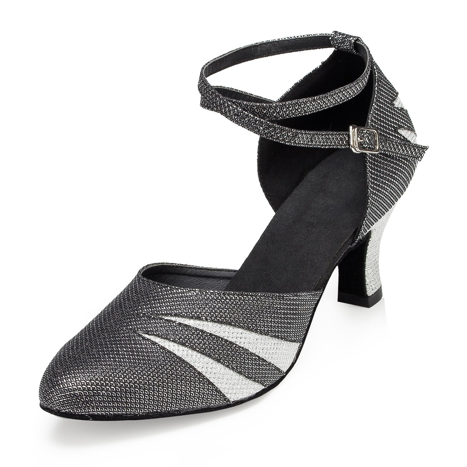 Honeystore Women's Kitten Heel Mary Jane Glitter Dance Shoes - Comfortable Party & Wedding Shoes for Ballroom, Latin, Salsa Dancing