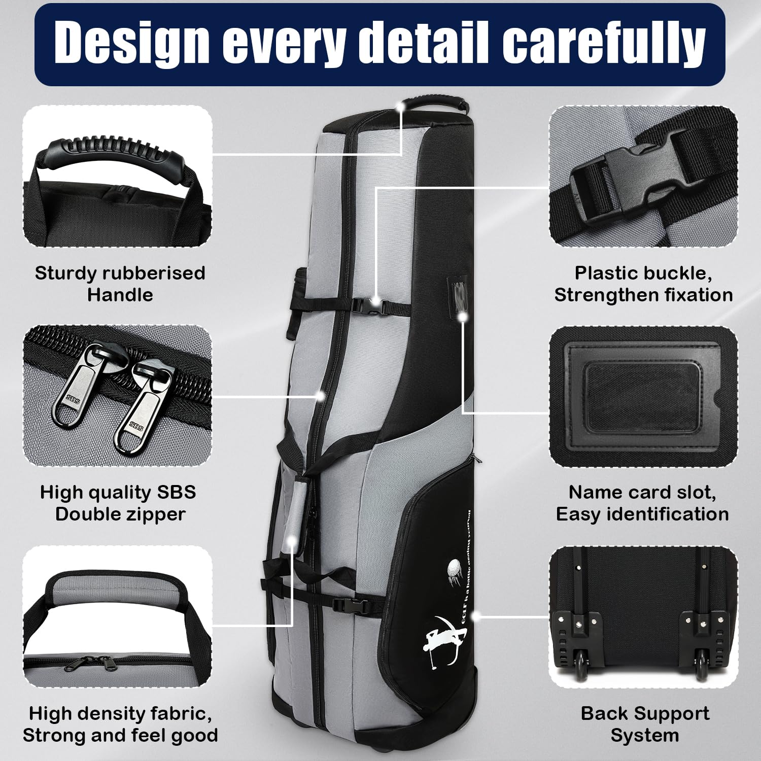 Premium 900D Heavy Duty Waterproof Golf Travel Bag with Wheels - Durable Oxford Wear-Resistant Soft Sided Foldable Golf Club Case for Airline Travel | Perfect for Golf Vacations & Tournament Trips