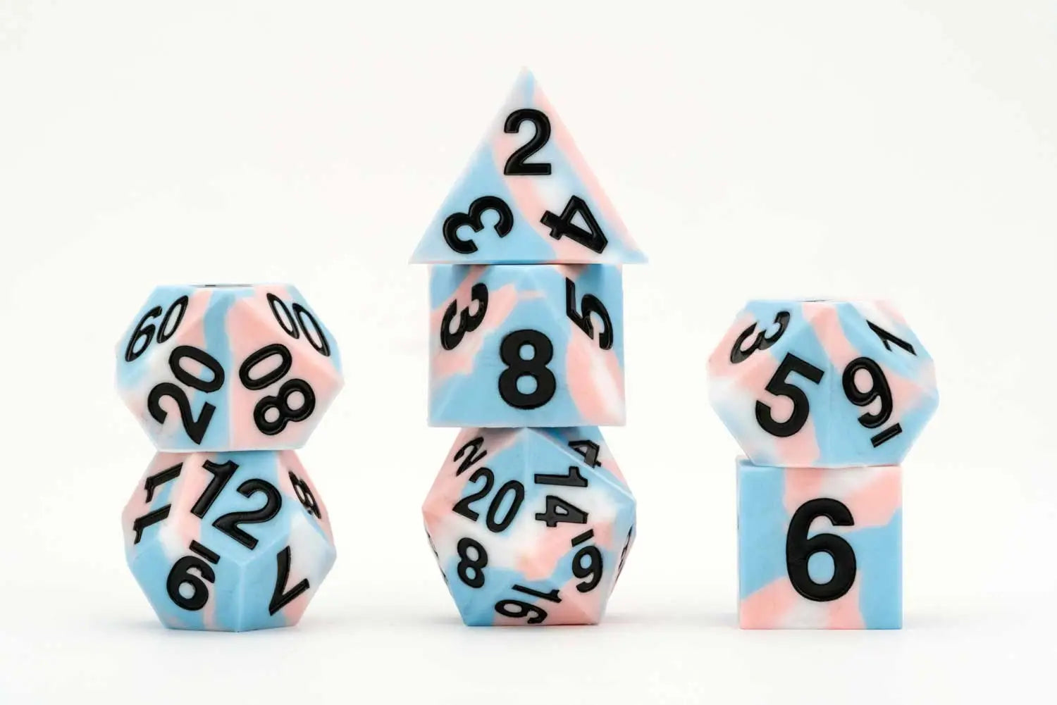 7ct Sharp Edge Silicone Pride Dice Set - 9 Vibrant Color Options for D&D, RPG & Tabletop Gaming - Perfect for LGBTQ+ Pride Events & Gamer Gifts