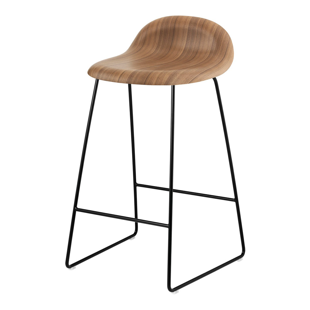 Gubi 3D Counter Stool with Sledge Base - Modern Bar Stool for Kitchen Island, Breakfast Nook & Home Decor
