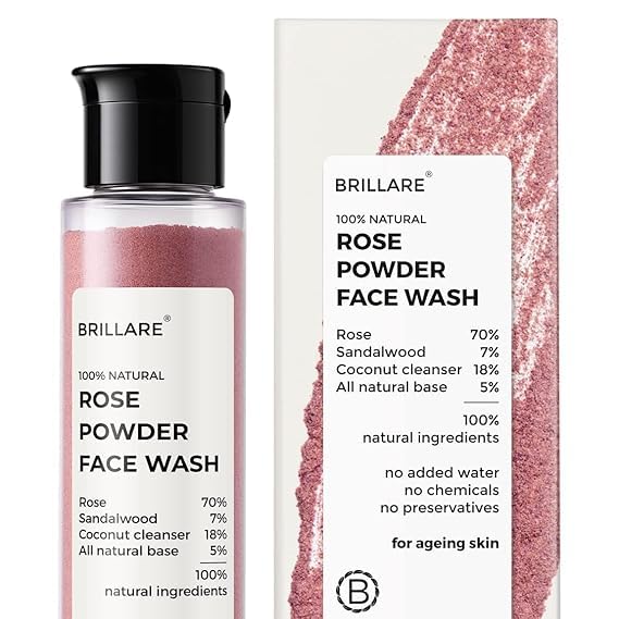 Rose & Sandalwood Coconut Face Wash Powder - 100% Natural Anti-Aging Formula for Hydration & Wrinkle Reduction (30g) | Gentle Daily Cleanser for Mature & Dry Skin | Perfect for Morning & Night Skincare Routine