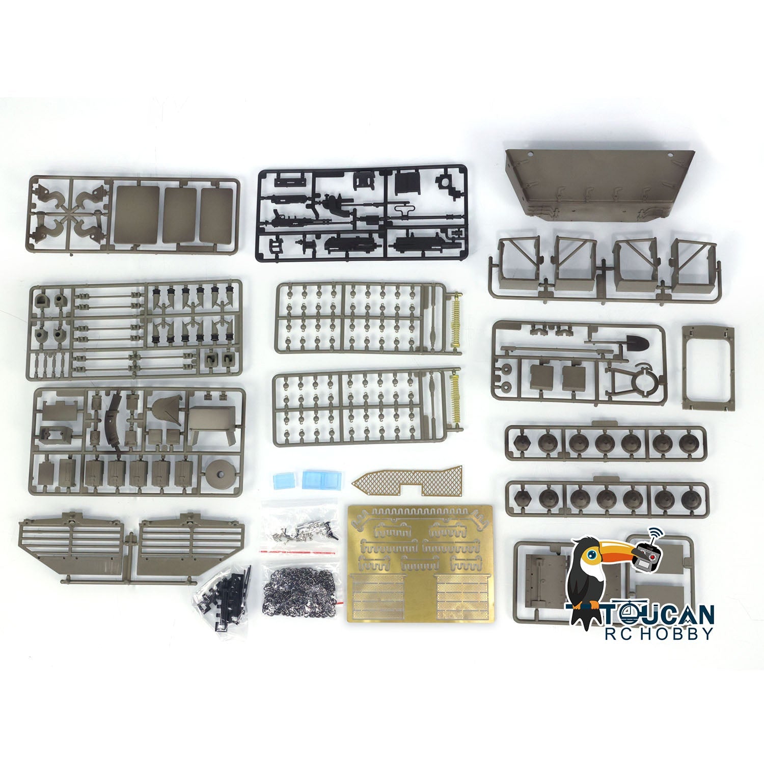 1/16 Heng Long RC Battle Tank 3958 Plastic Machine Gun with Light Metal Tracks, Sprockets & Wheels - Decorative Parts Bag & Antenna Included | Perfect for Military Model Enthusiasts & RC Tank Battles