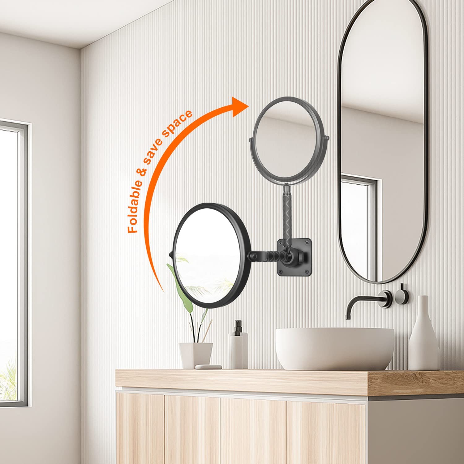 8 Inch Wall Mounted Makeup Mirror - 10X Magnifying Vanity Mirror with Extendable Arm, Double Sided & 360° Rotation - Perfect for Bathroom, Bedroom & Dressing Room Vanity Areas