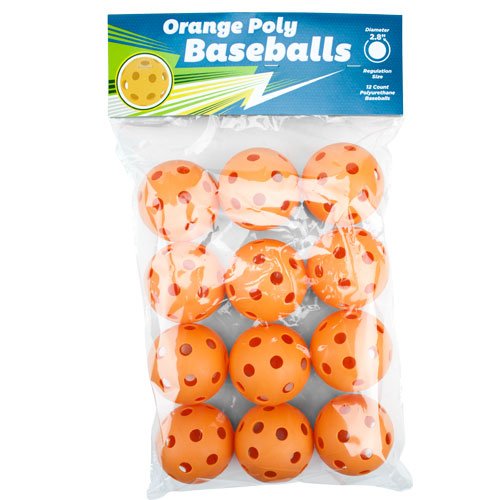 Official CROWN Regulation Size Orange Poly Baseballs - Pack of 12 | Practice, Training & Game Use for Baseball Teams & Leagues