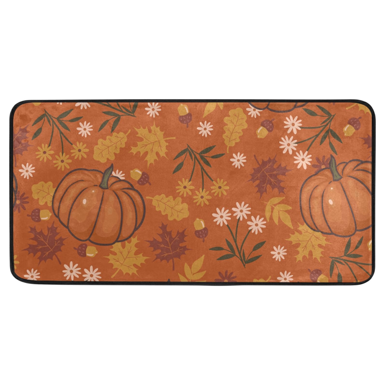 Non-Slip Washable Kitchen Rugs - Absorbent Fall Pumpkin Halloween Floor Mats for Sink Area - Cushioned Farmhouse Style Runner Rug 39x20 Inch - Perfect for Home, Kitchen, Bathroom & Holiday Decor