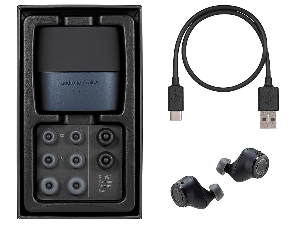 Audio-Technica ATH-ANC300TW Wireless Noise-Cancelling Earbuds with Active Noise Cancellation, Bluetooth 5.0, 30H Battery - Perfect for Travel, Workout & Commuting (Black)