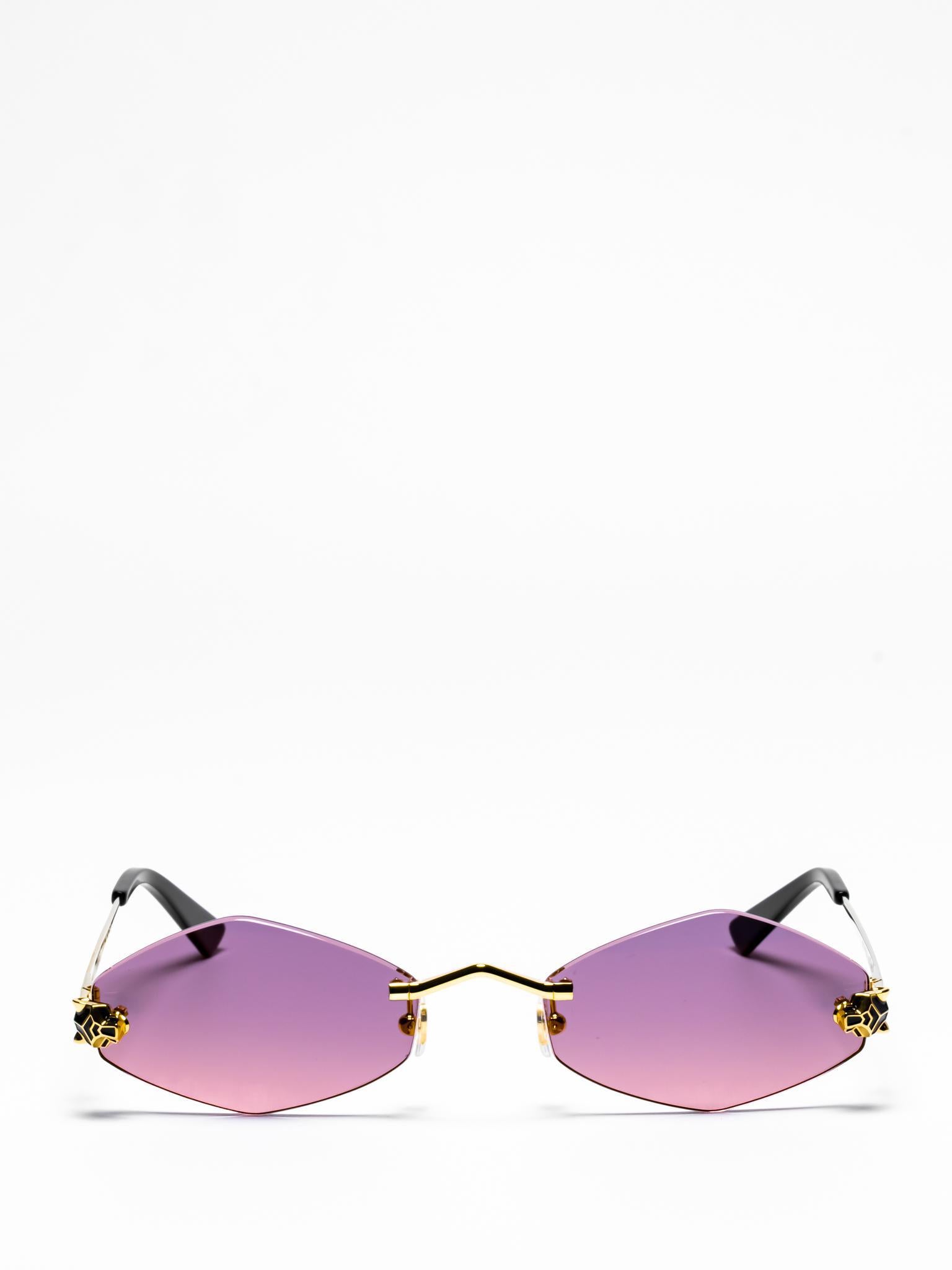 Cartier Panthère de Cartier CT0433S 004 Luxury Sunglasses for Women - UV Protection, Fashionable Cat-Eye Design - Perfect for Beach, Driving & Outdoor Activities