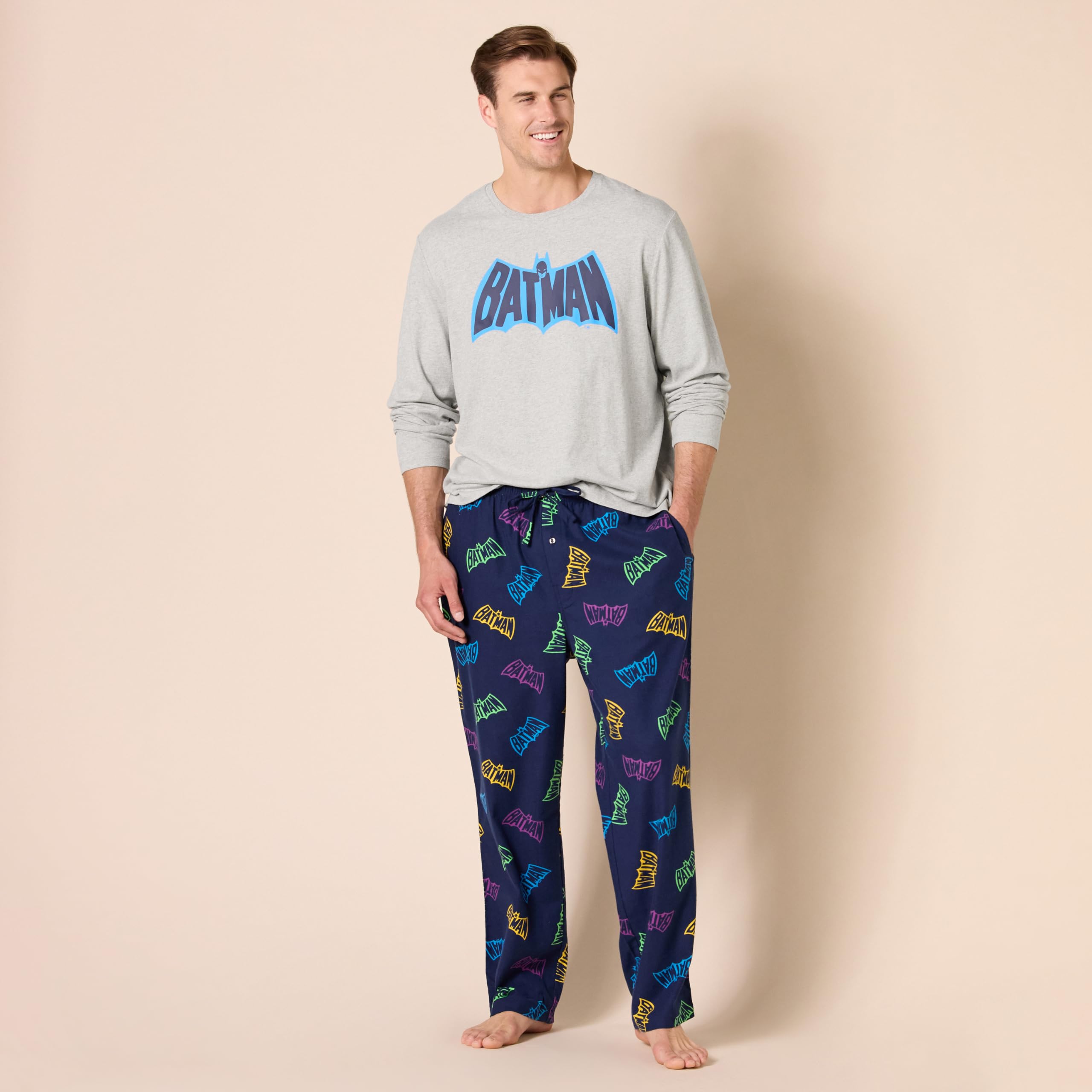 Amazon Essentials DC Men's Flannel Pajama Set - Soft & Comfortable Sleepwear for Men, Cozy Winter Pajamas with Long Sleeve & Pants - Perfect for Lounging, Sleeping & Cold Weather Comfort
