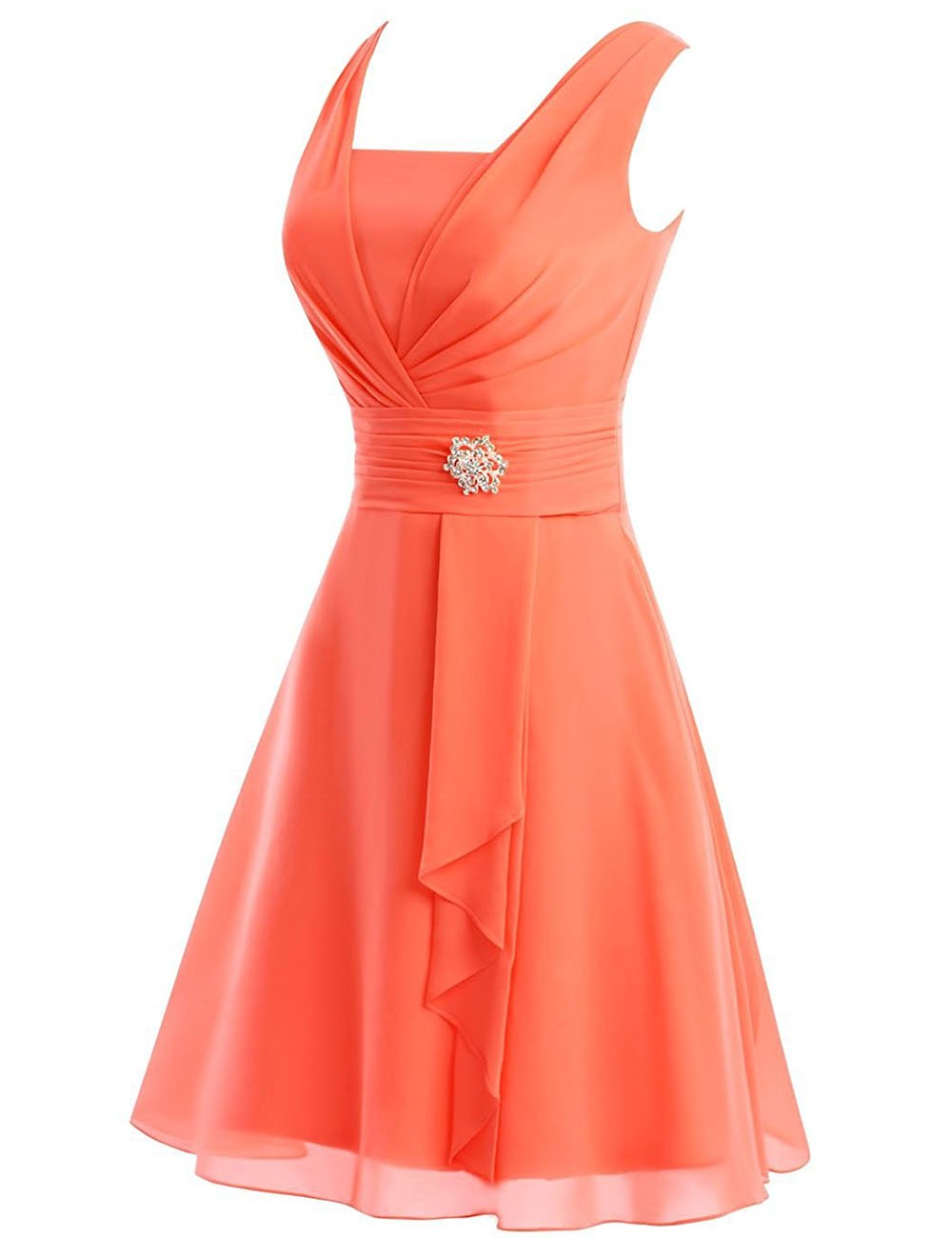 Elegant Chiffon V-Neck Mother of The Bride Dress - Short Wedding Guest Gown for Women - Perfect for Formal Weddings, Cocktail Parties & Special Occasions