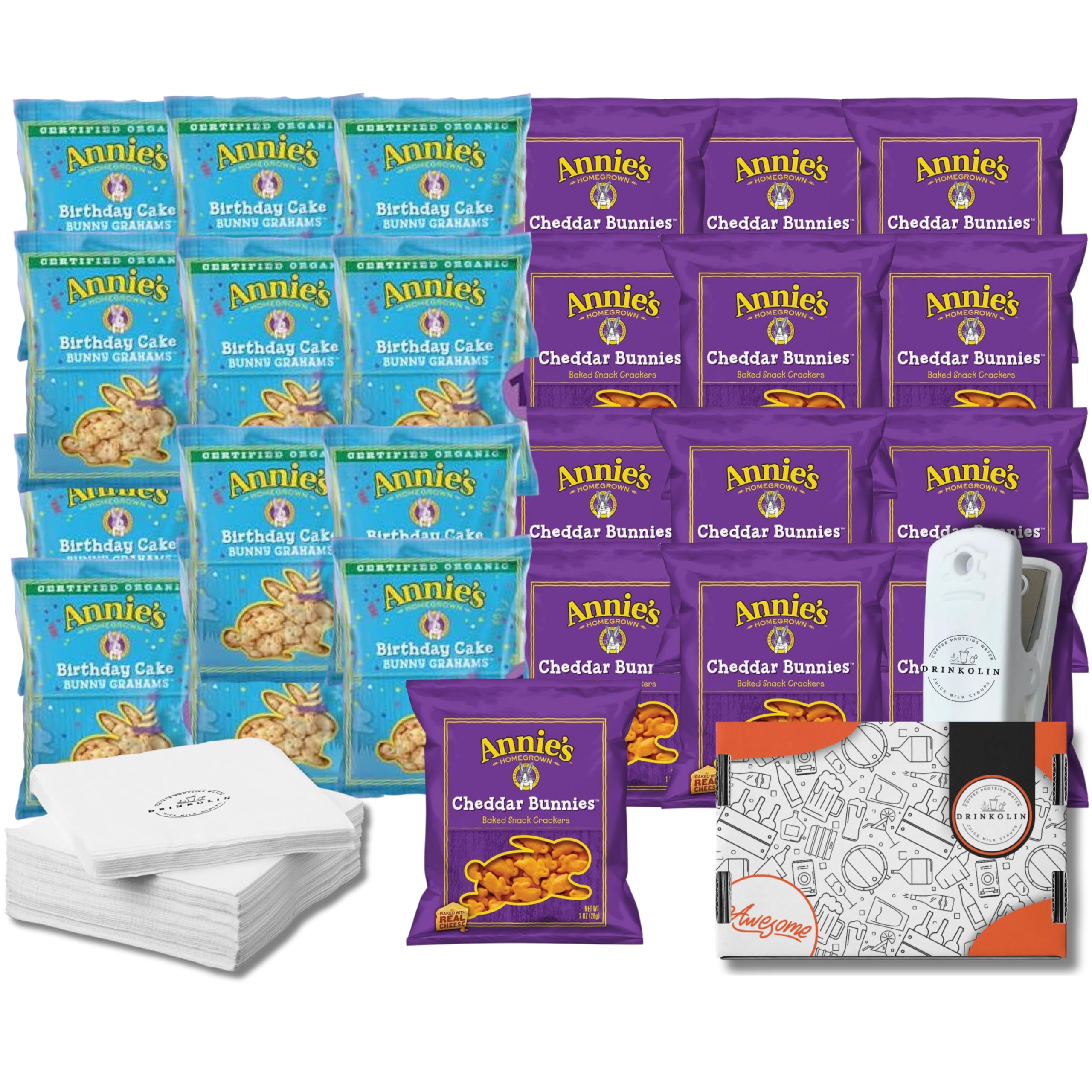 Organic Annie's Cheddar Bunny Crackers Variety Pack - 36 Count | USDA Certified Organic, Baked Snacks | No Artificial Colors or Preservatives | Perfect for Kids Lunchboxes, Birthday Parties & Healthy Snacking