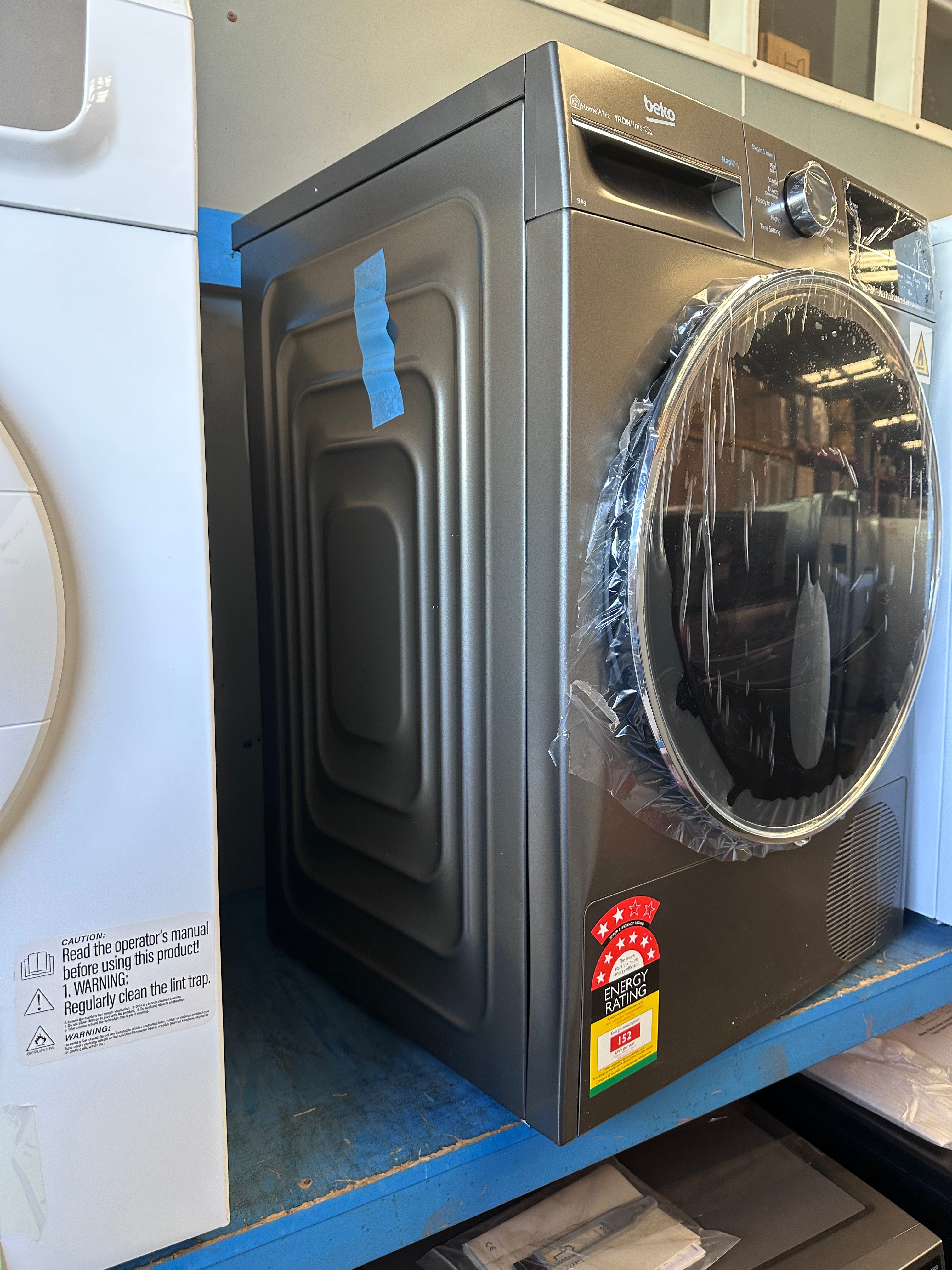 Beko BDPB904HG 9kg Hybrid Heat Pump Dryer - Energy Efficient Graphite Laundry Dryer for Home Use [Factory Second] | Perfect for Apartments & Small Spaces