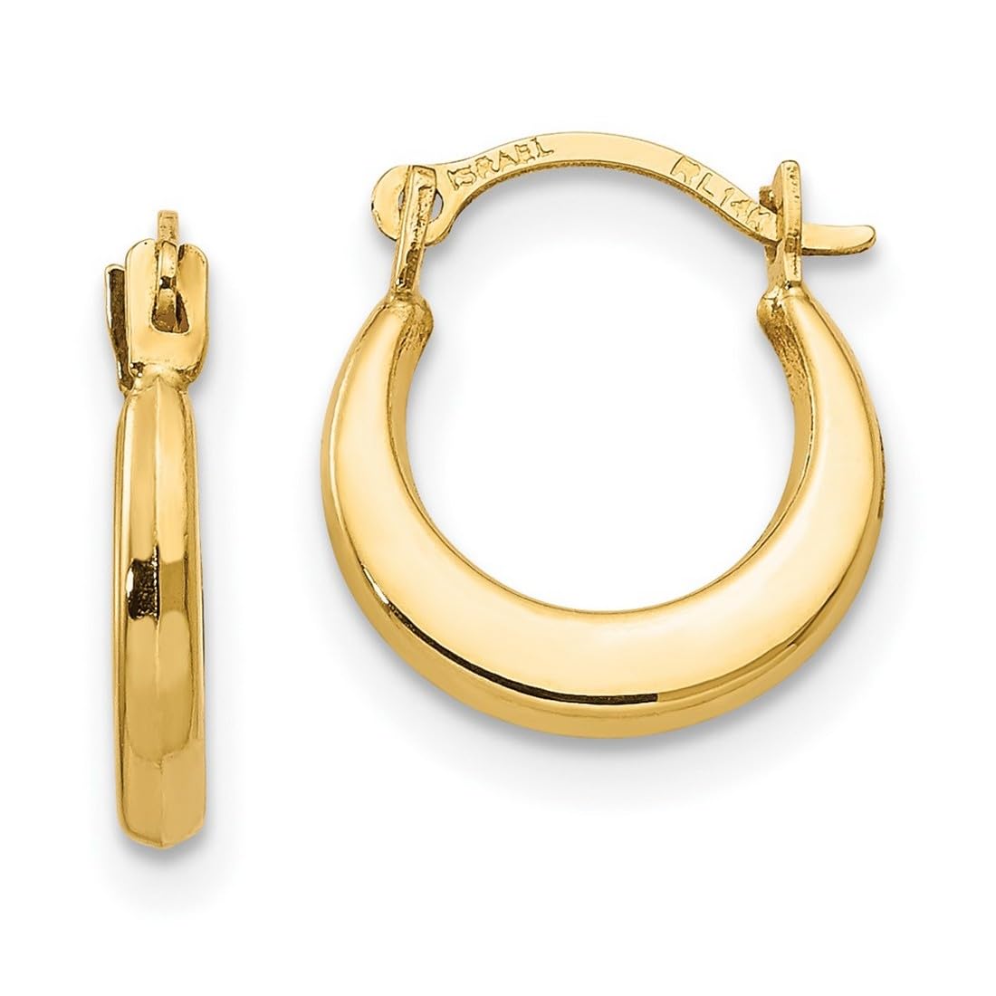 14K Yellow Gold Hollow Polished Hinged Post Small Hoop Earrings 9x9mm - Dainty Everyday Hoops for Women | Perfect for Work, Date Night & Gifts