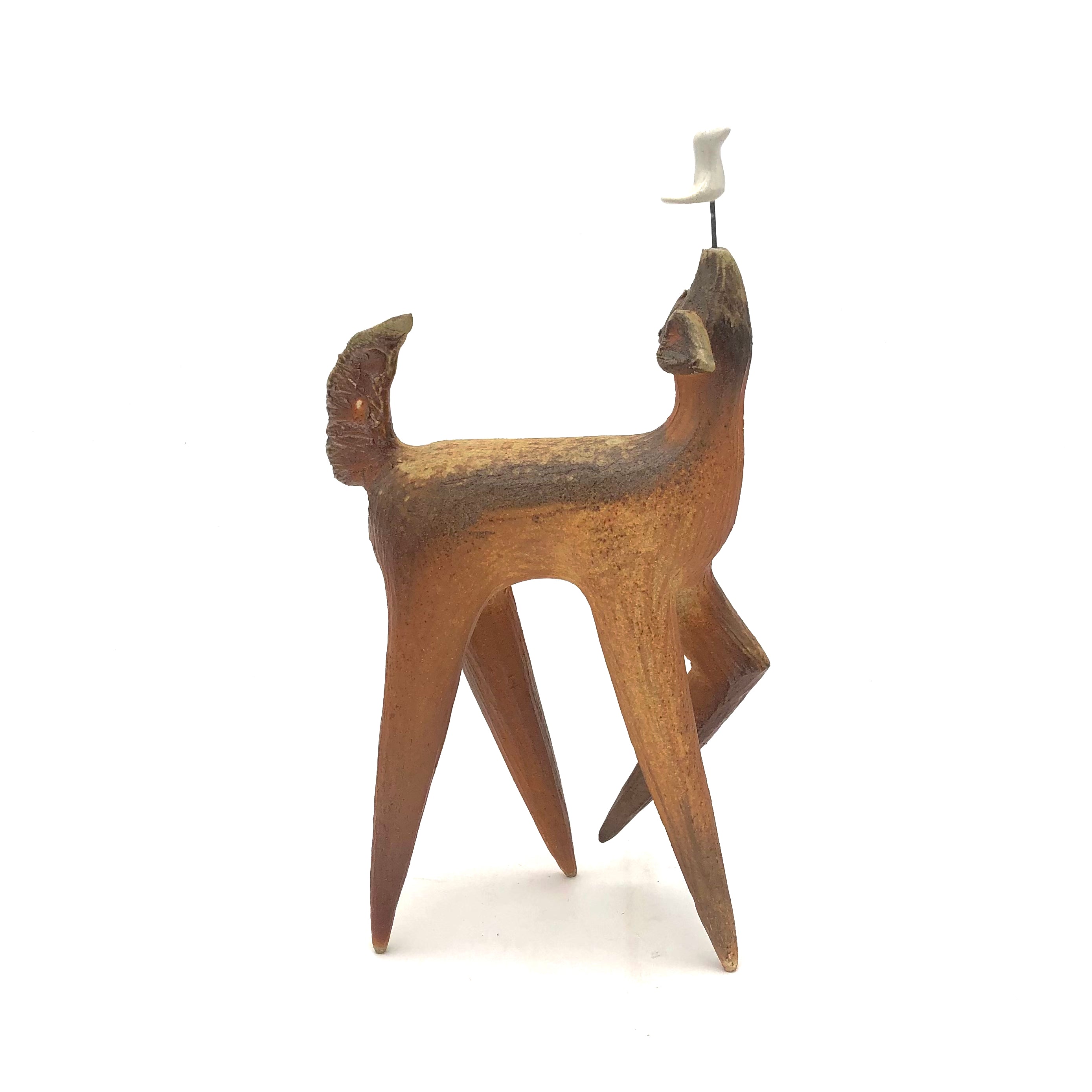 Cathy Broski Handcrafted Wood Fired Ceramic Dog Sculpture - Unique 2024 Collection - Perfect for Home Decor, Gift & Art Collection