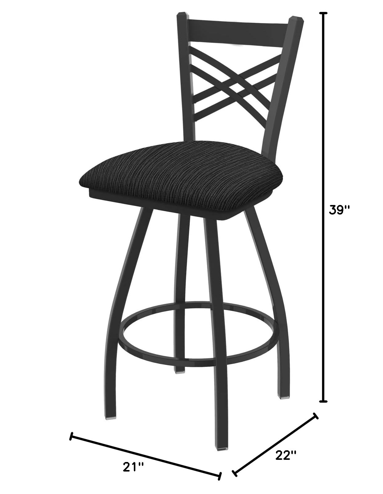 Holland Bar Stool Co. XL 820 Catalina Swivel Bar Stool - Graphite Coal Finish - Adjustable Height & 360° Rotation - Perfect for Kitchen Island, Home Bar & Restaurant Use