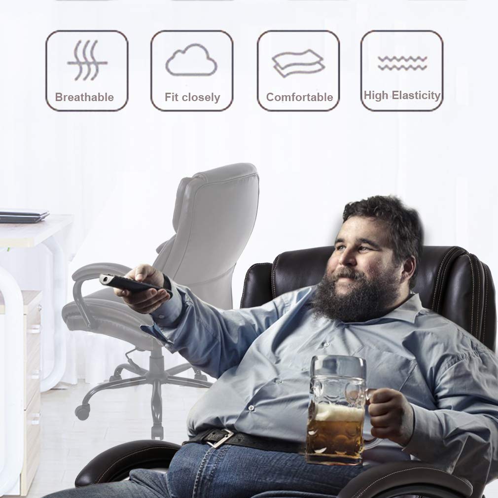 Big and Tall Office Chair 500lbs Capacity - Extra Wide Seat Ergonomic Computer Desk Chair with Adjustable Lumbar Support & Armrests - High Back Executive Swivel Rolling Chair for Heavy People - Perfect for Home Office, Gaming & Workspaces (Brown)
