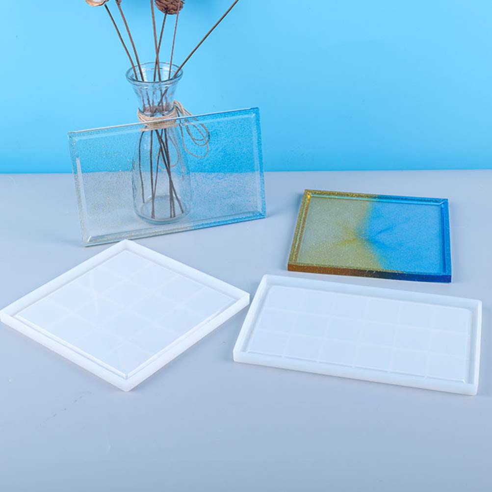 EXCEART 1pc Silicone Coaster Mold for Resin Casting - DIY Epoxy Resin Art, Handmade Clay Cup Pad, White Tray - Perfect for Home Decor, Gift Making, and Craft Projects