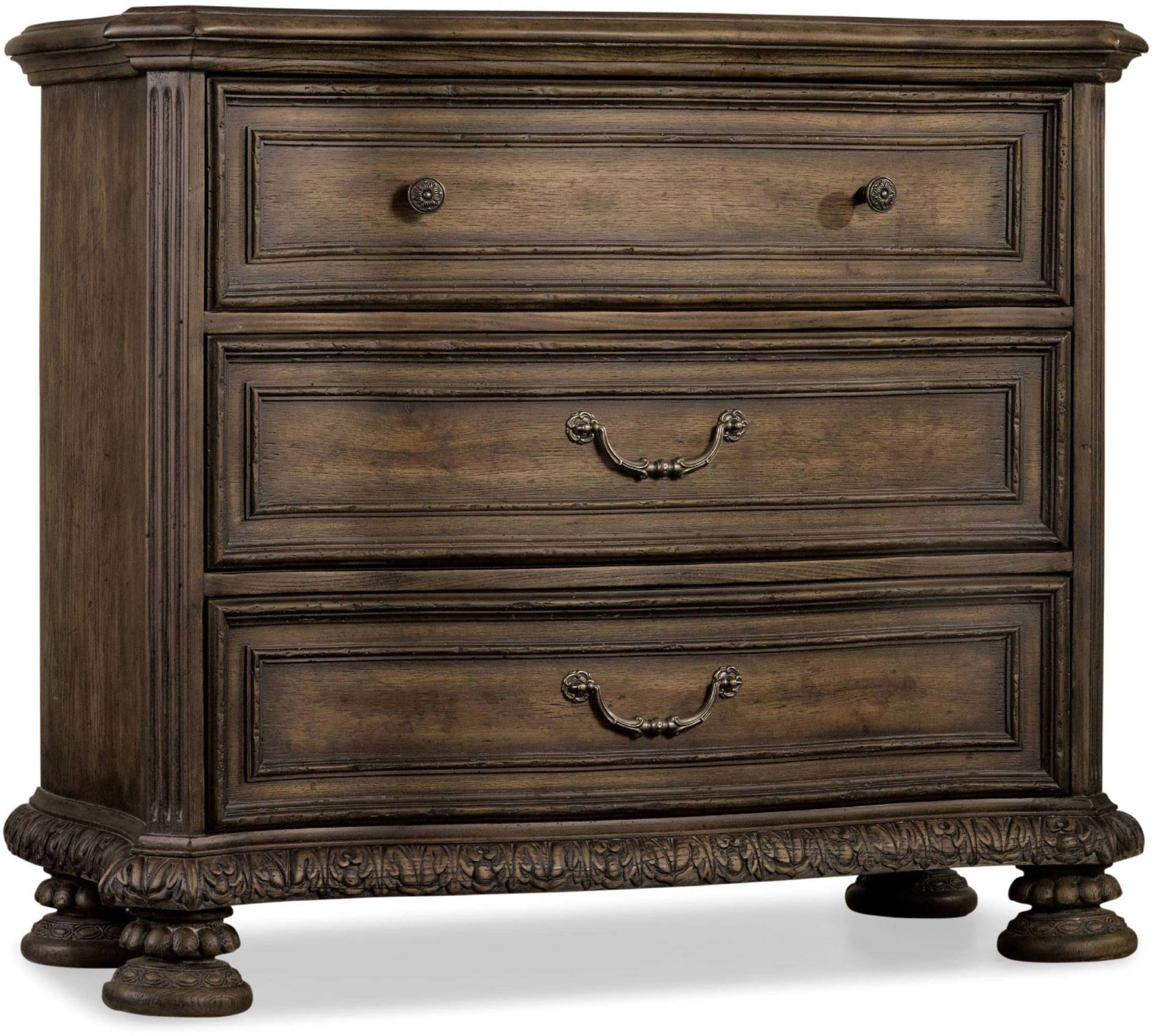 Hooker Furniture Rhapsody 3-Drawer Bachelor's Chest in Rustic Walnut - Solid Wood Bedroom Dresser for Small Spaces, Nightstand Alternative - Perfect for Apartments, Dorms & Guest Rooms